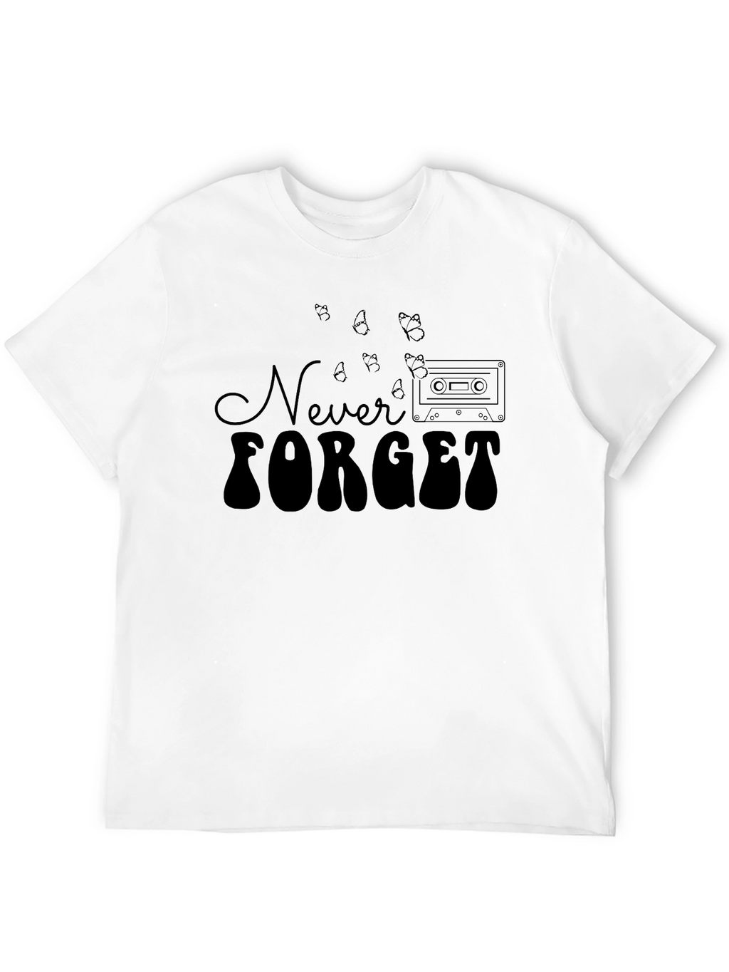 Never Forget Retro Cassette Tape Black T-Shirt