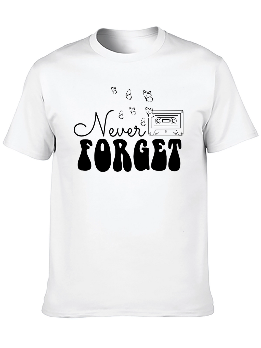 Never Forget Retro Cassette Tape Black T-Shirt