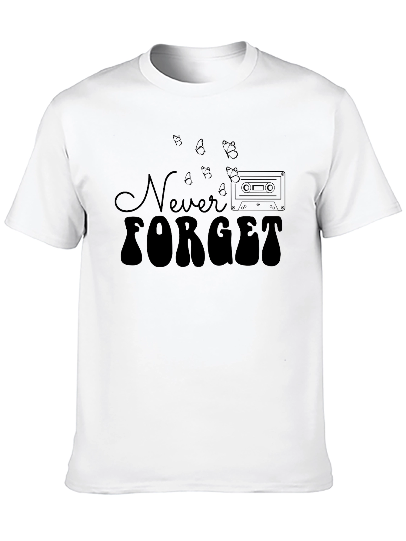 Never Forget Retro Cassette Tape Black T-Shirt
