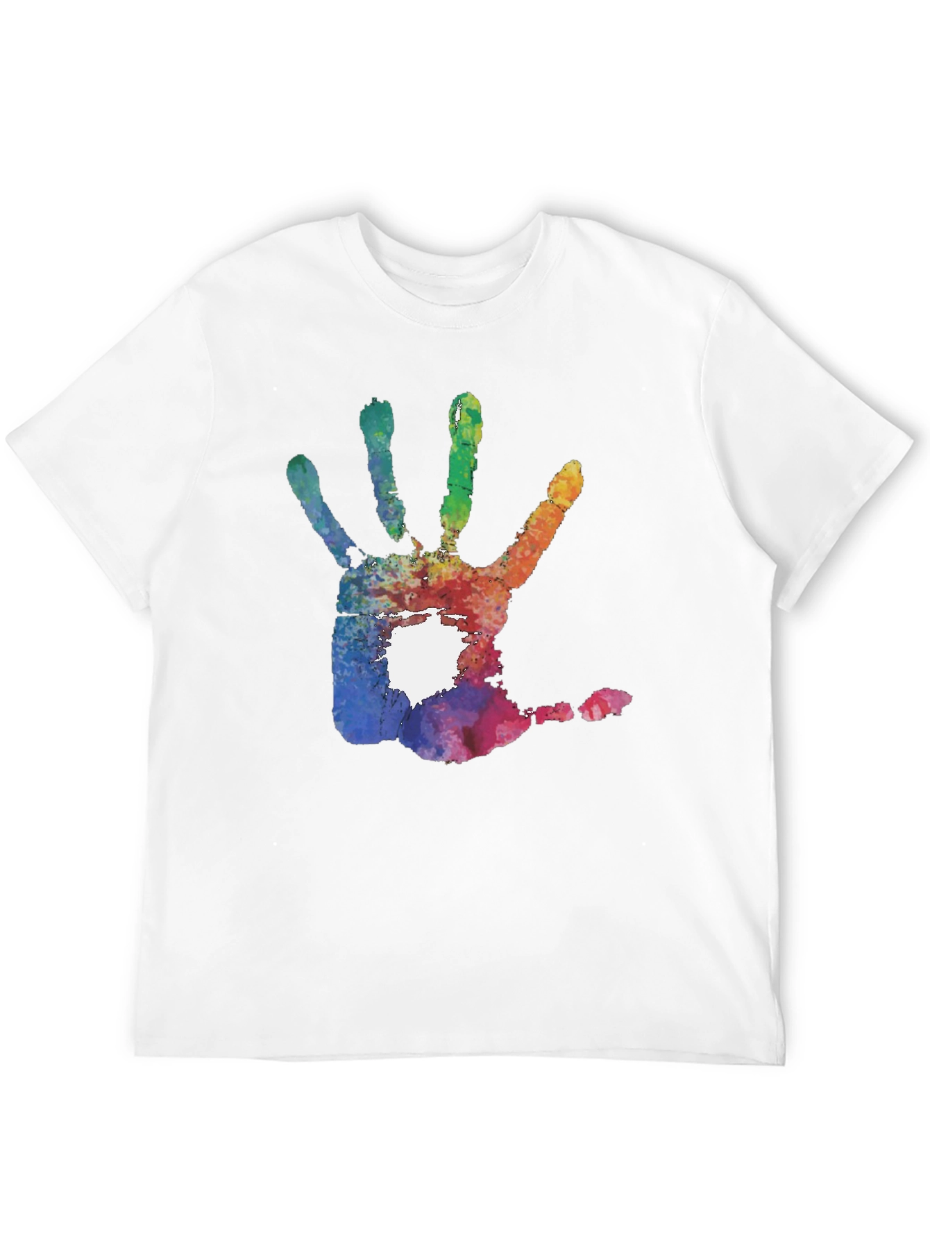 Colorful Handprint Graphic T-Shirt