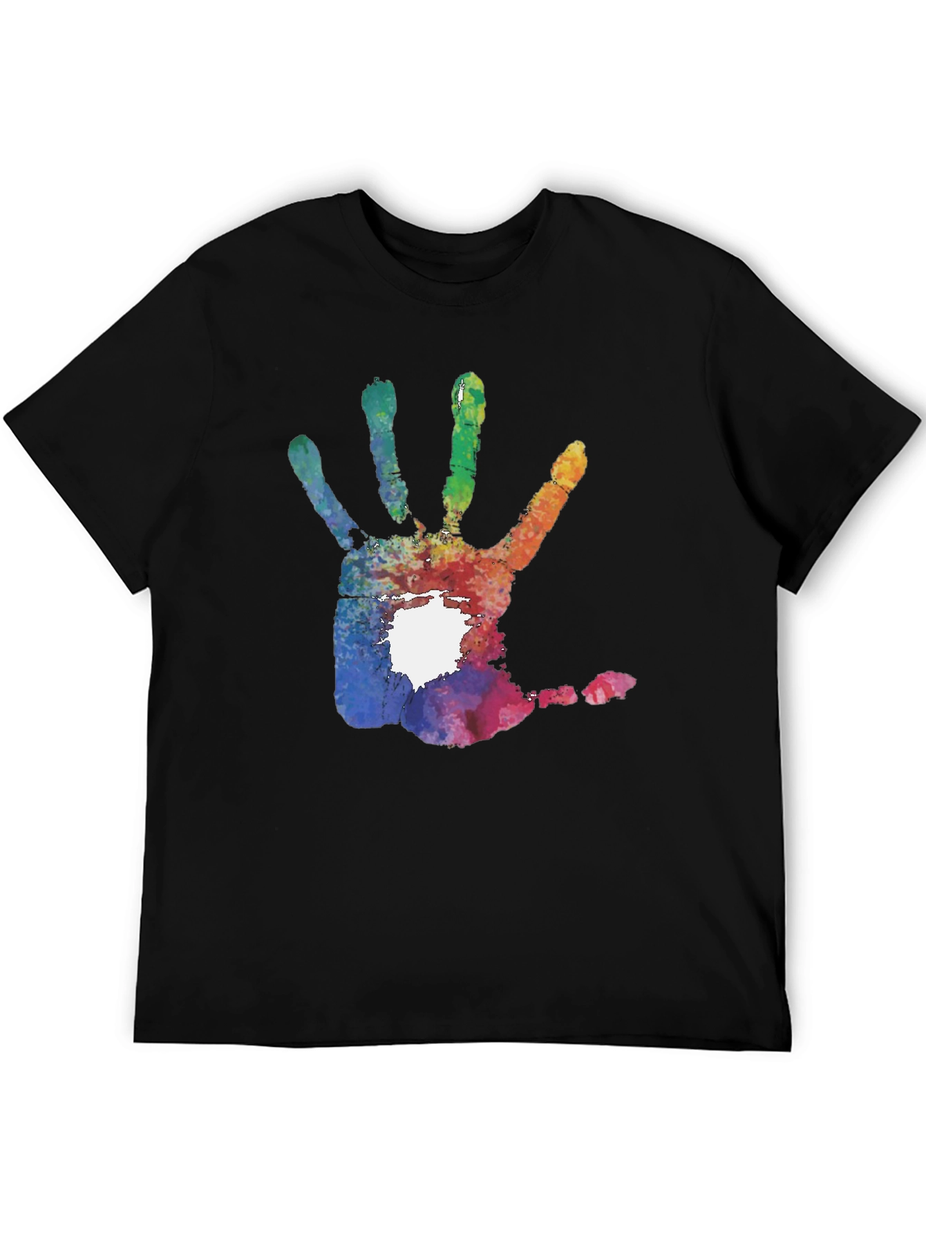 Colorful Handprint Graphic T-Shirt