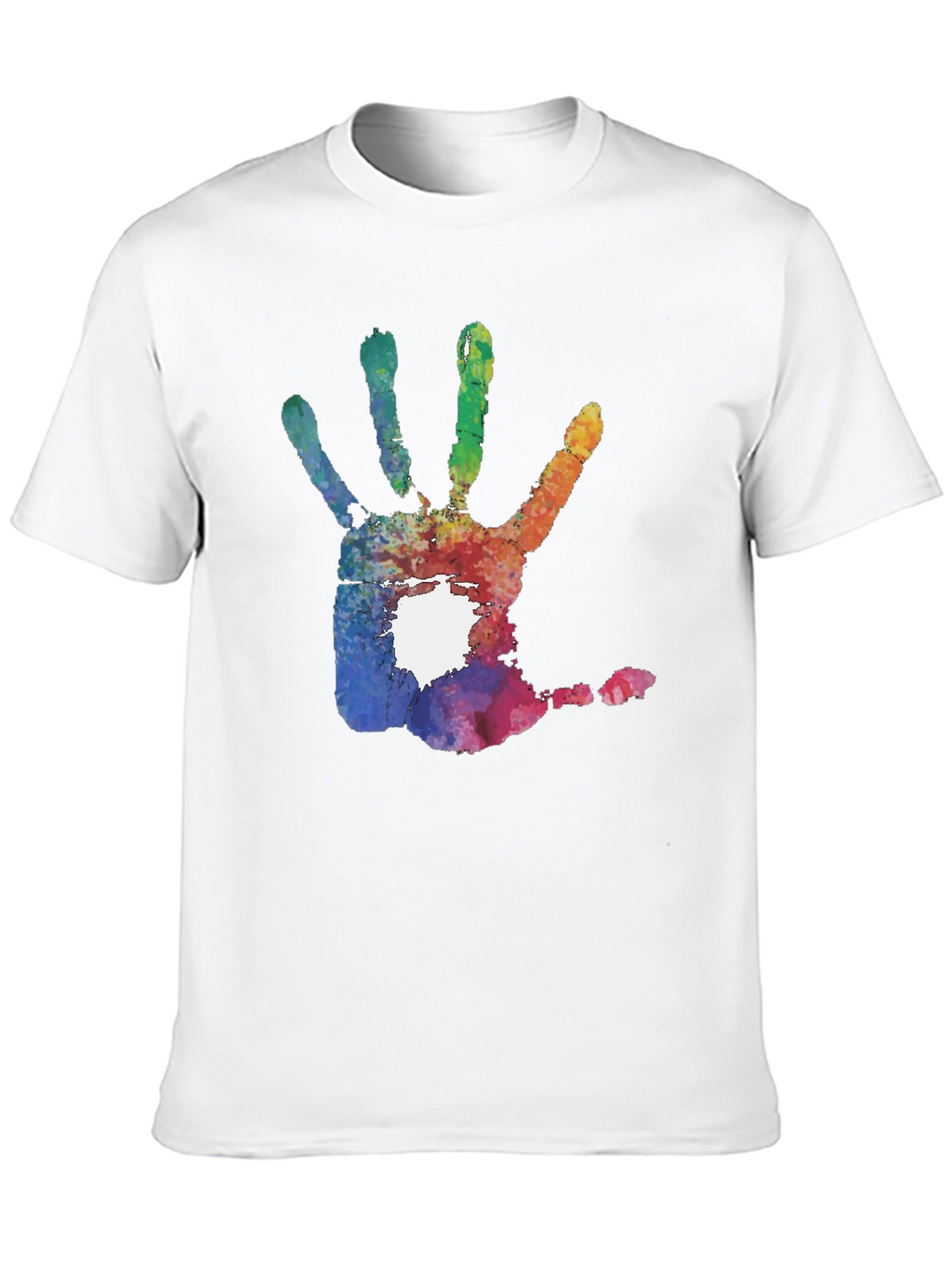 Colorful Handprint Graphic T-Shirt