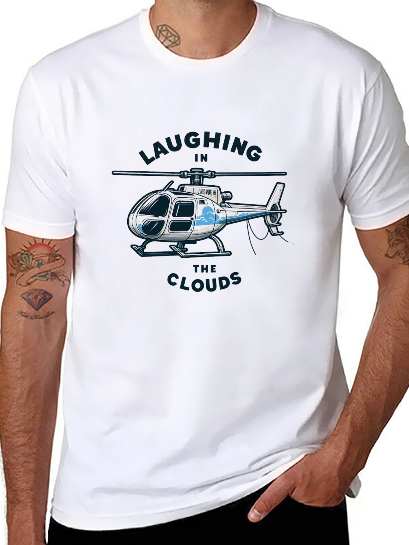 Laughing in the Clouds Helicopter Graphic T-Shirt
