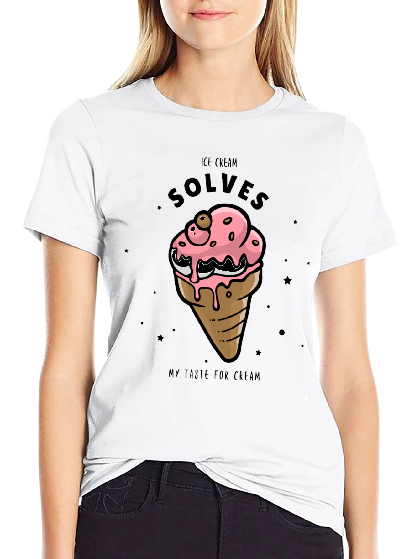 Ice Cream Solves T-Shirt - Black Cotton Graphic Tee