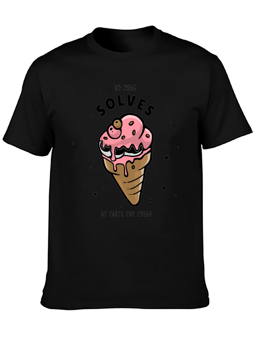 Ice Cream Solves T-Shirt - Black Cotton Graphic Tee