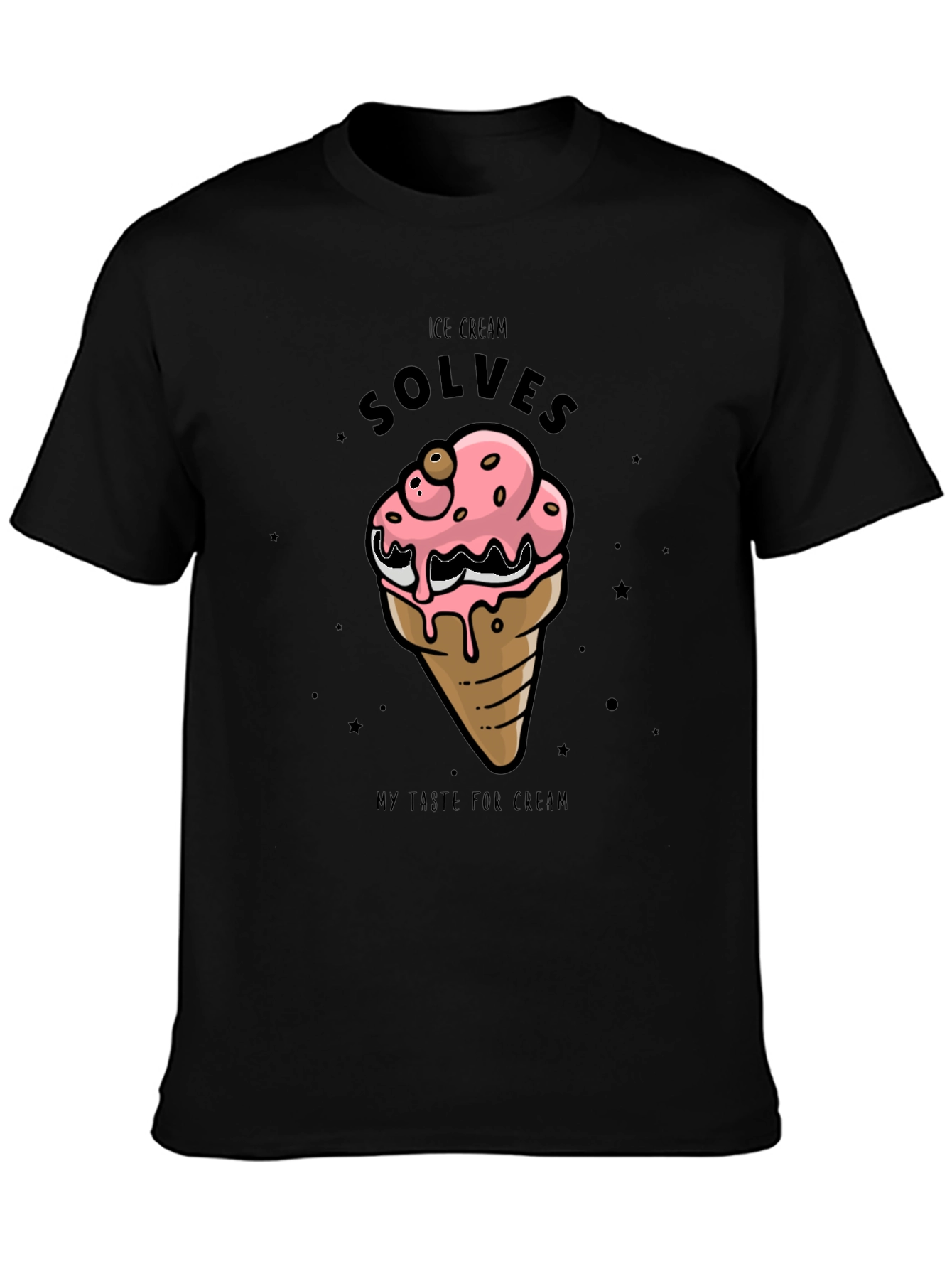 Ice Cream Solves T-Shirt - Black Cotton Graphic Tee