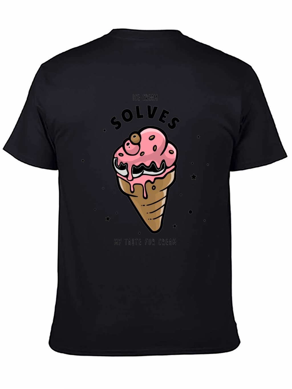 Ice Cream Solves T-Shirt - Black Cotton Graphic Tee