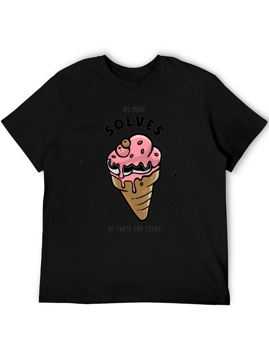 Ice Cream Solves T-Shirt - Black Cotton Graphic Tee
