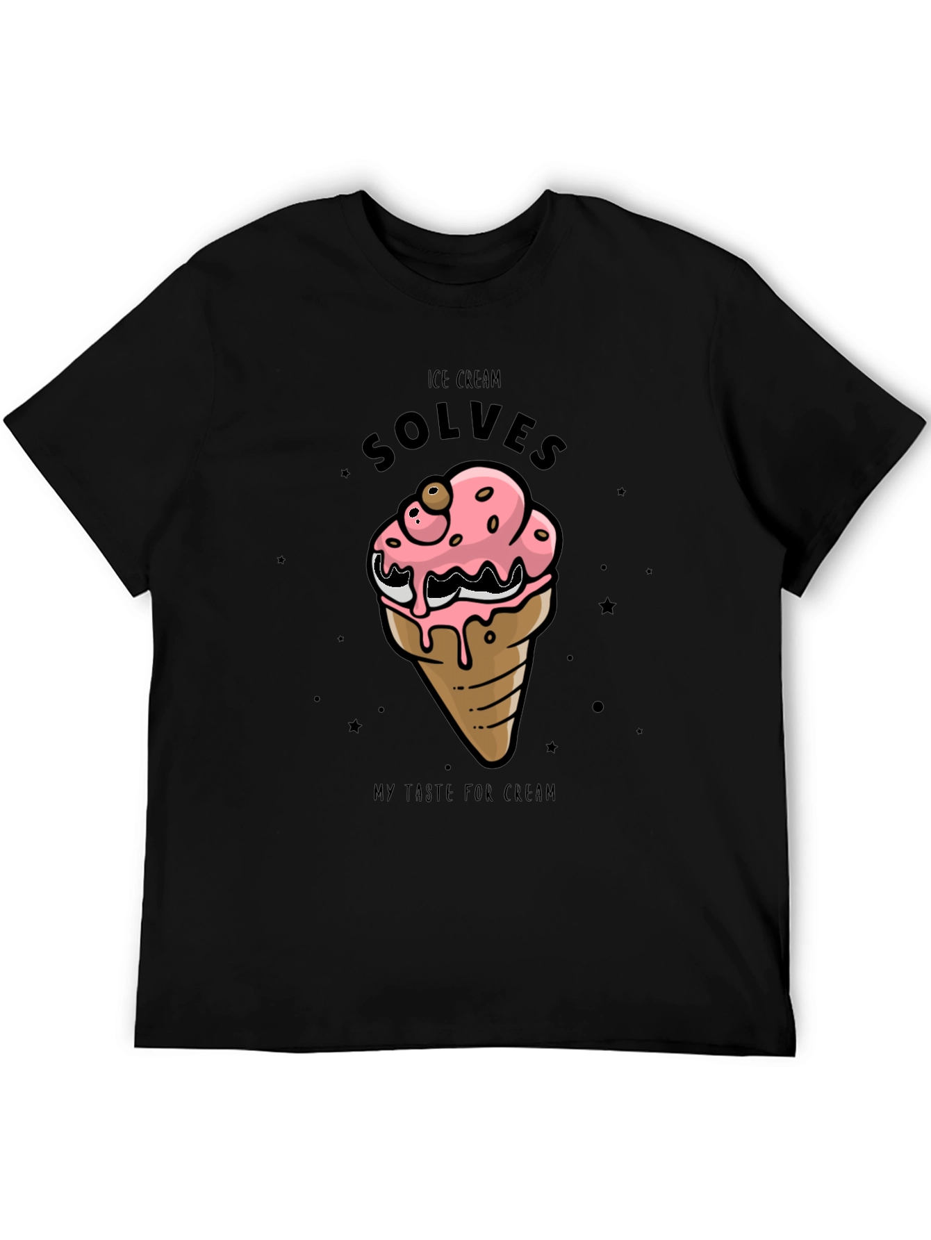 Ice Cream Solves T-Shirt - Black Cotton Graphic Tee