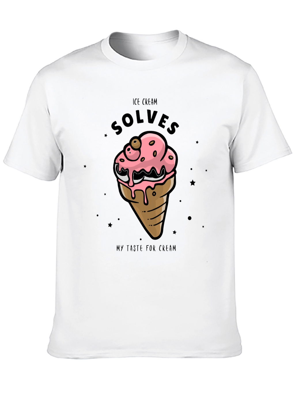 Ice Cream Solves T-Shirt - Black Cotton Graphic Tee