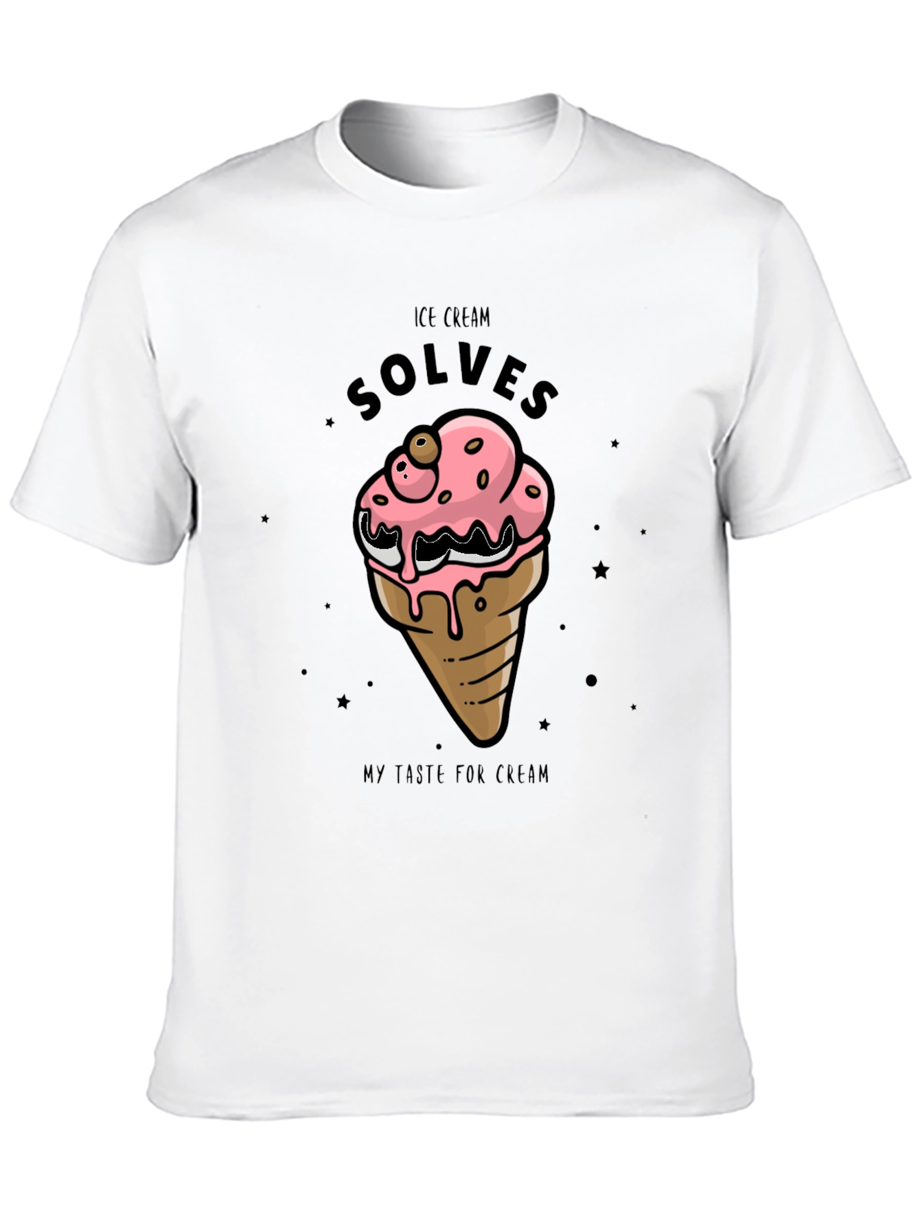 Ice Cream Solves T-Shirt - Black Cotton Graphic Tee