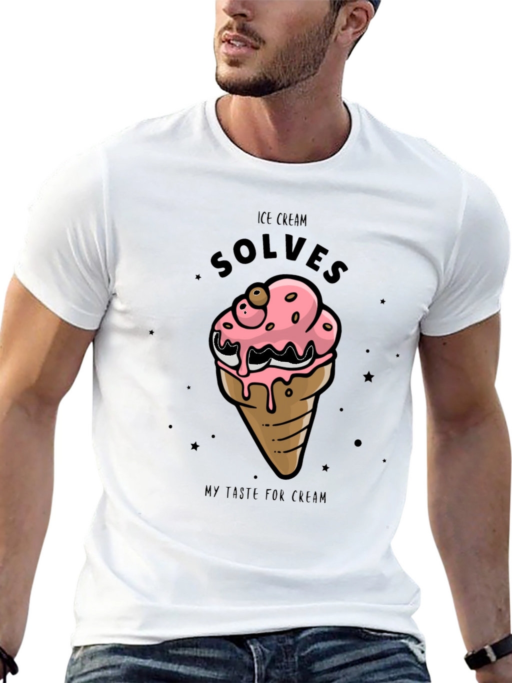 Ice Cream Solves T-Shirt - Black Cotton Graphic Tee