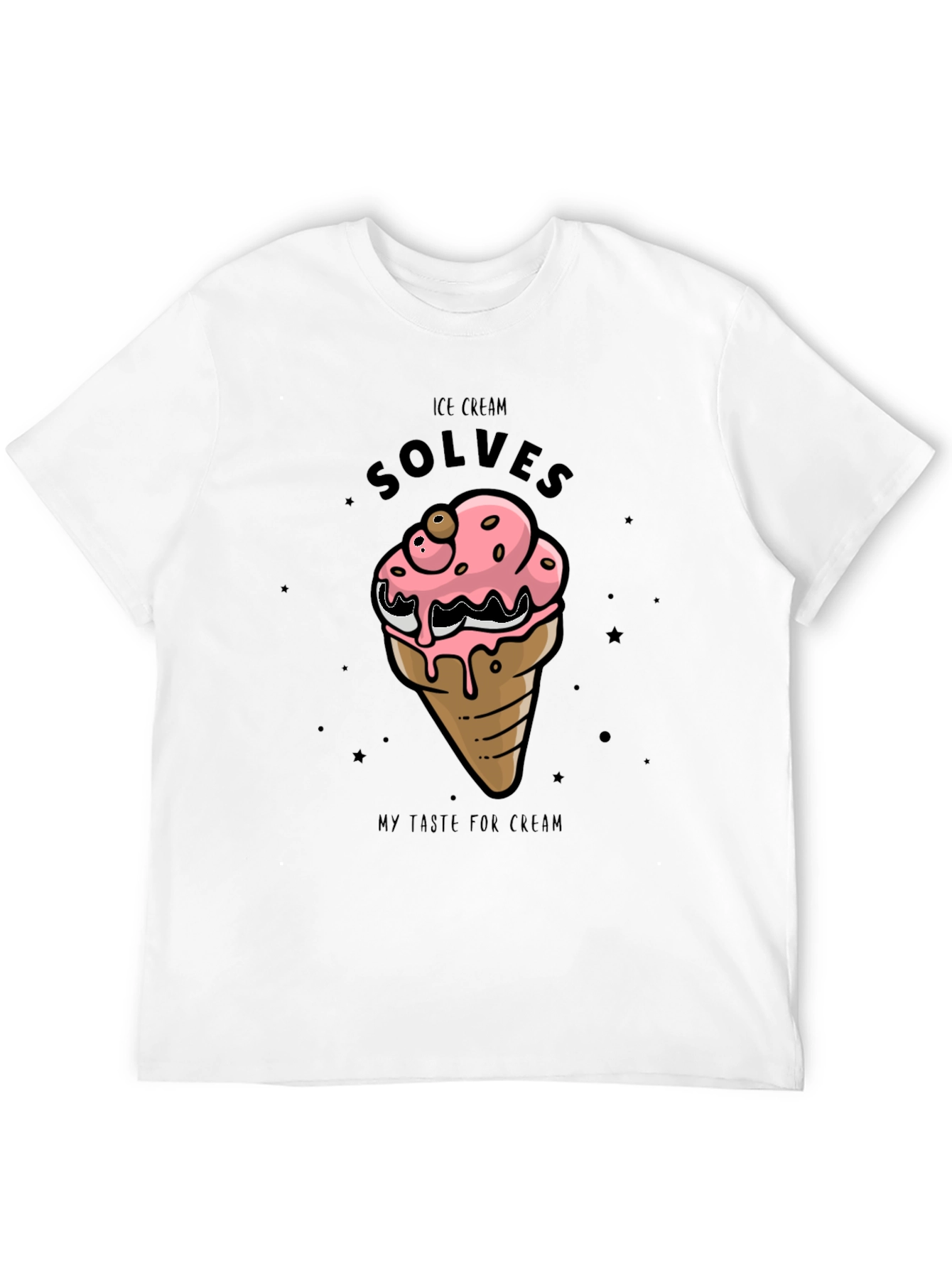 Ice Cream Solves T-Shirt - Black Cotton Graphic Tee