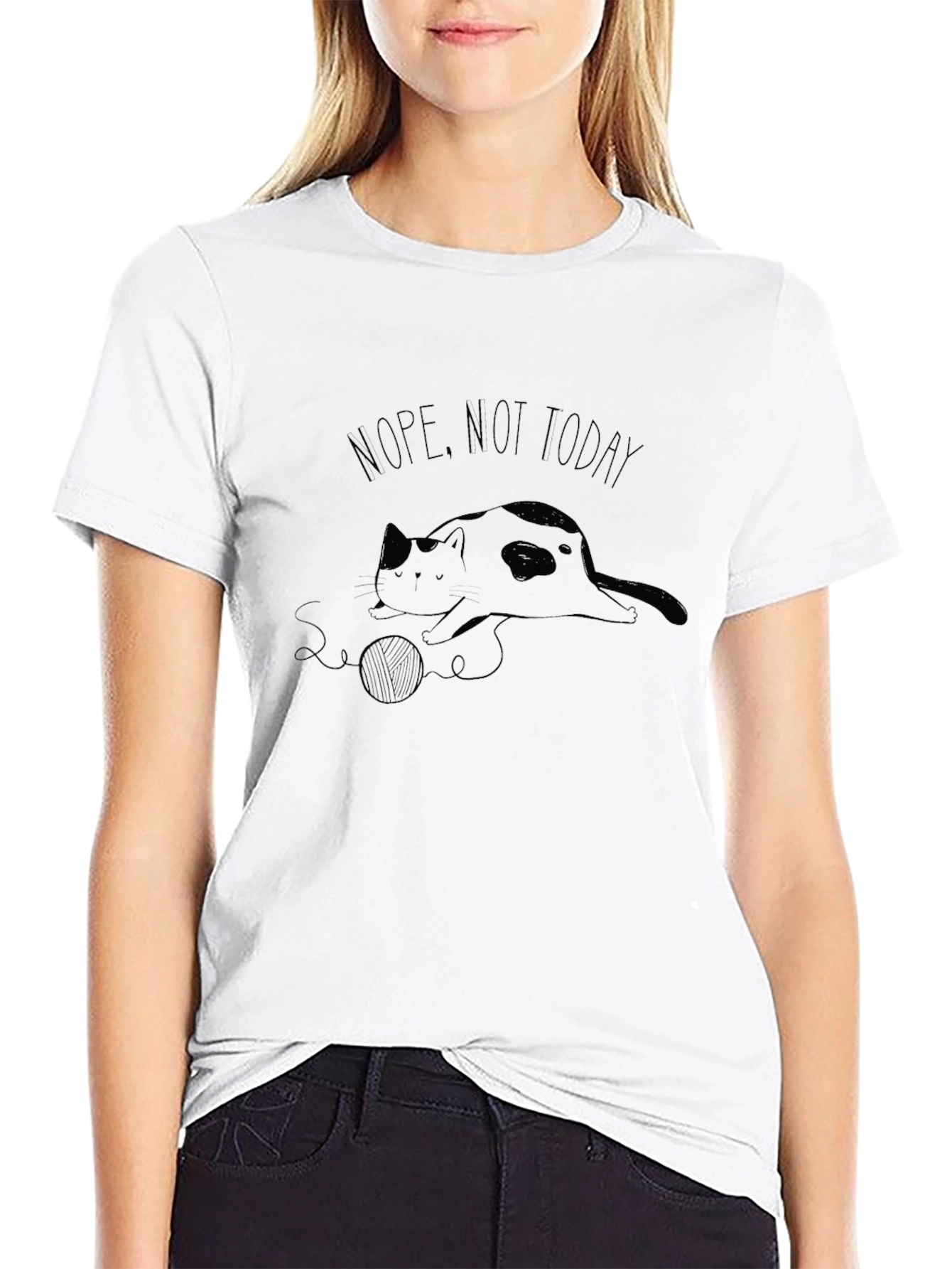 Nope Not Today Cat Graphic T-Shirt