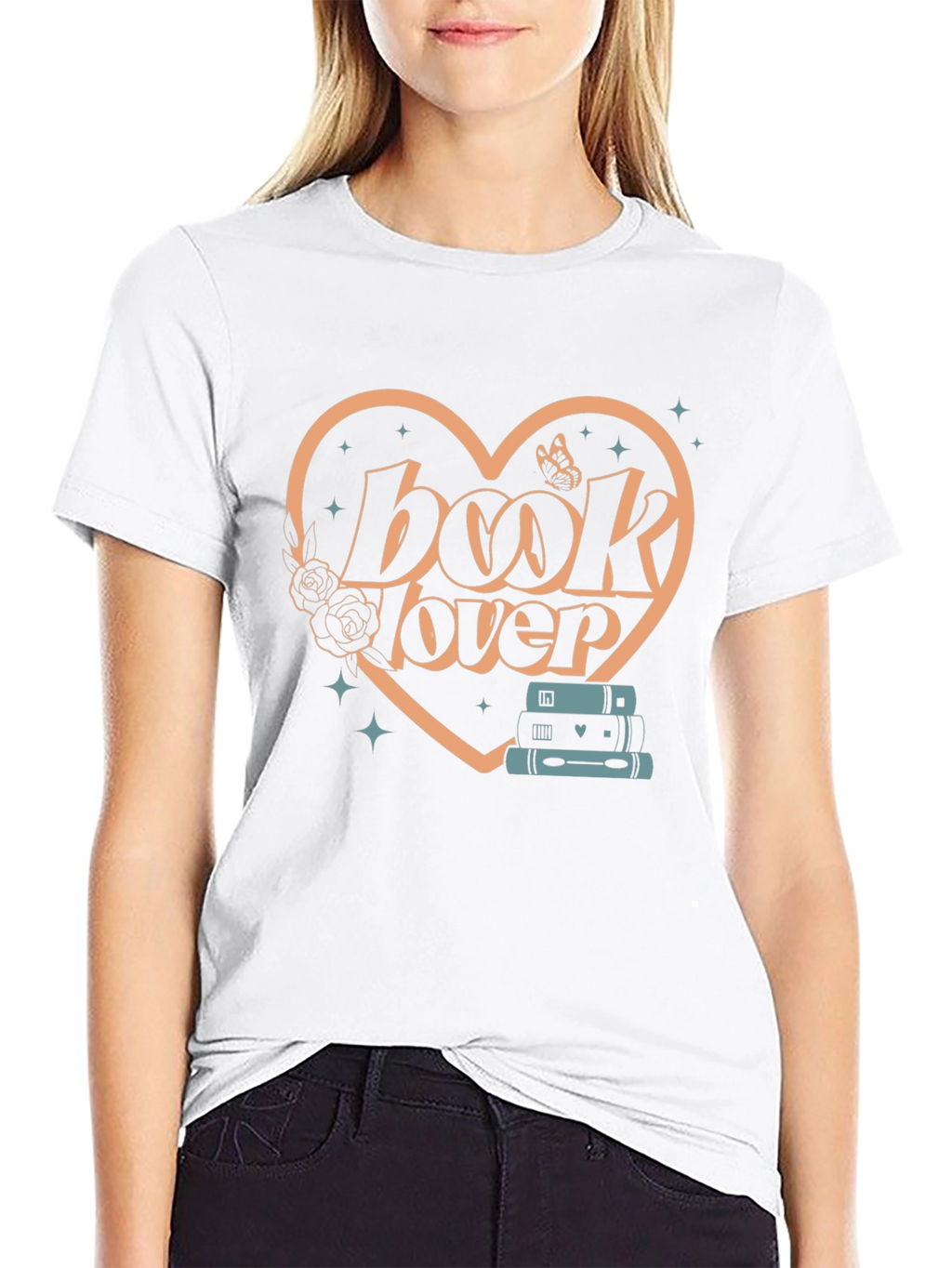 Book Lover Graphic Tee - Heart Design