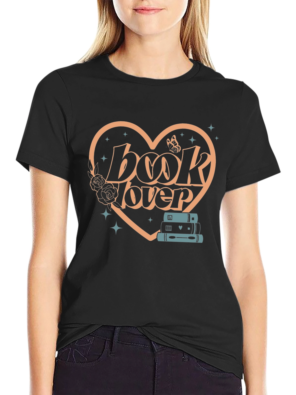 Book Lover Graphic Tee - Heart Design