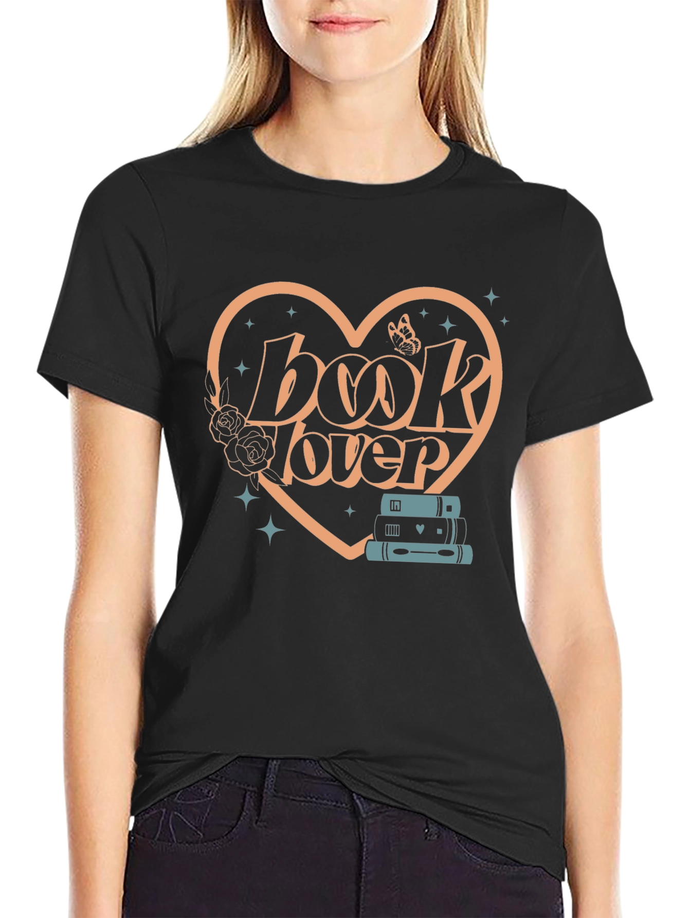 Book Lover Graphic Tee - Heart Design