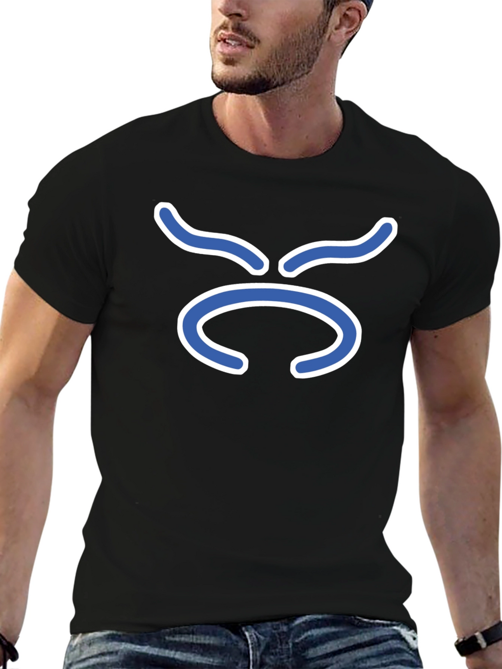 Black T-Shirt with Taurus Zodiac Symbol