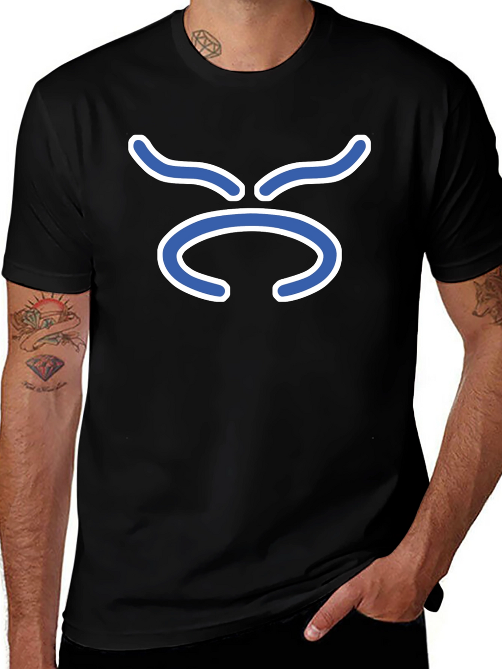 Black T-Shirt with Taurus Zodiac Symbol