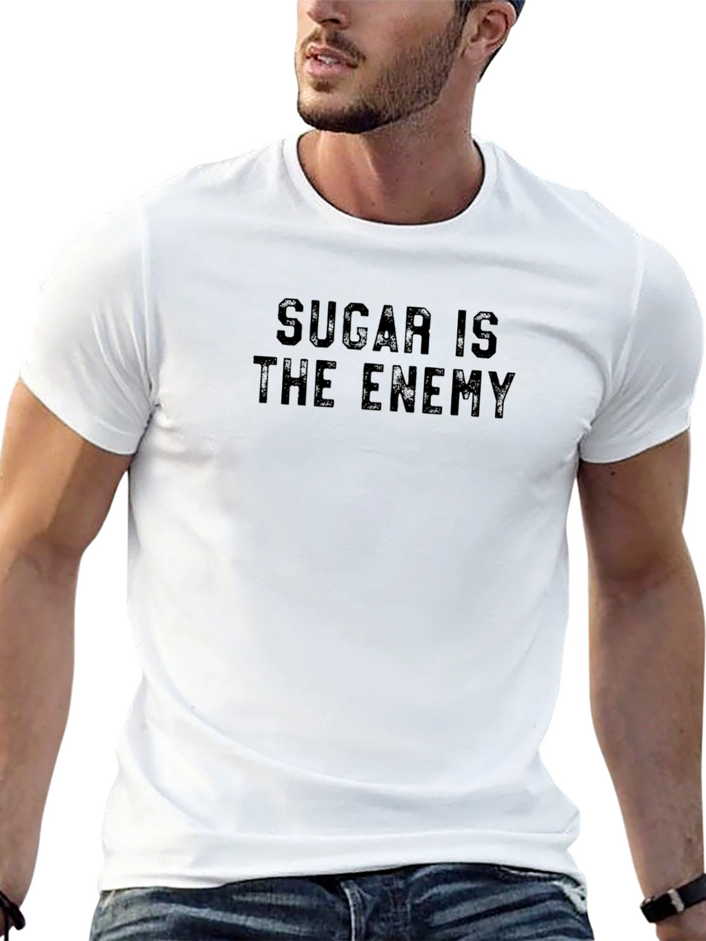 Sugar is the Enemy - Black Graphic T-Shirt