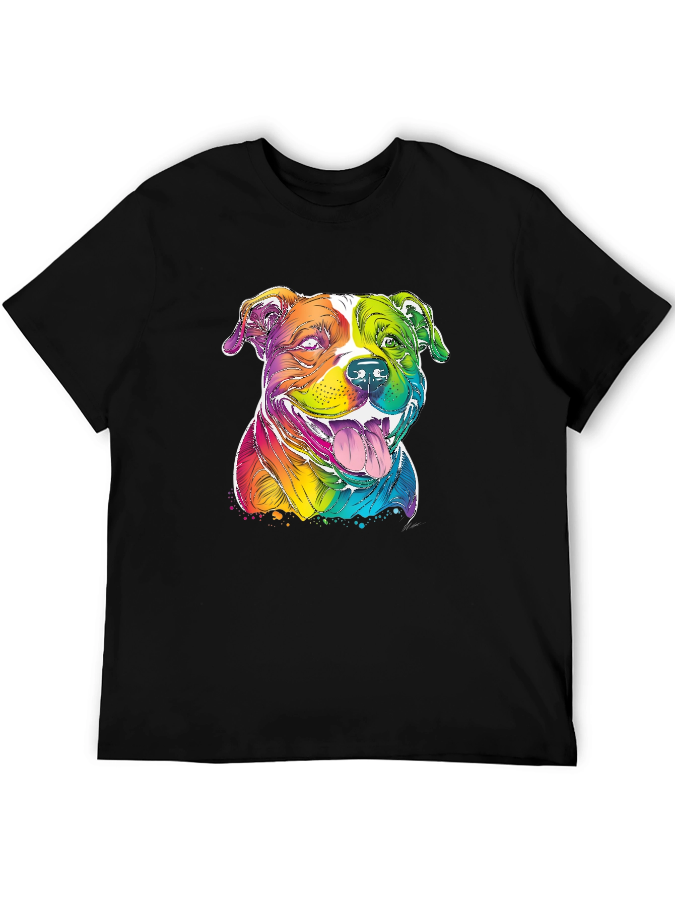 Rainbow Pitbull T-Shirt - Vibrant Dog Graphic Tee