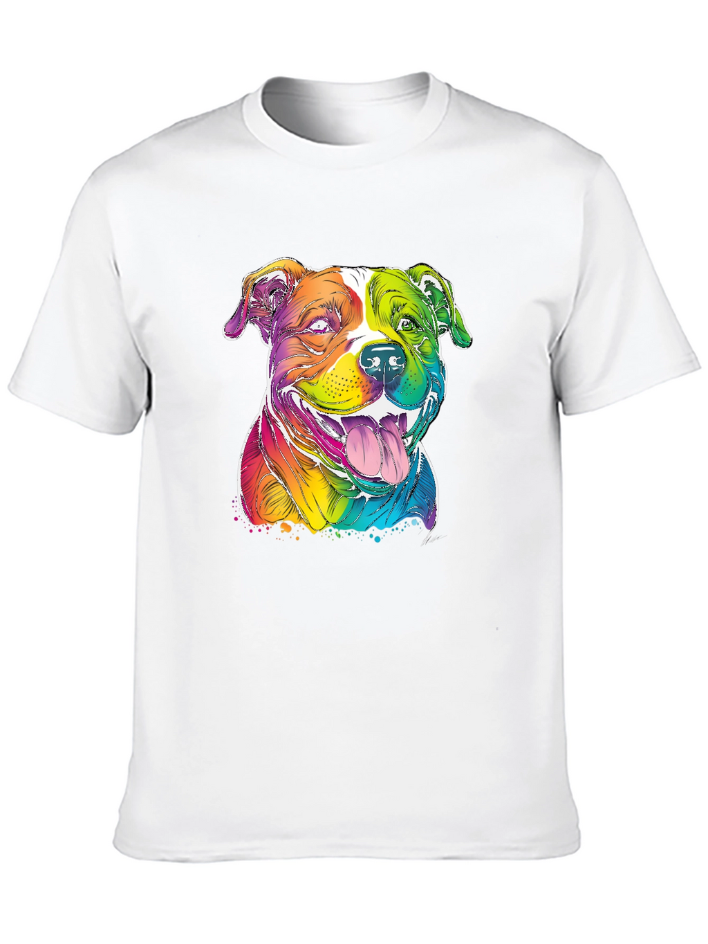 Rainbow Pitbull T-Shirt - Vibrant Dog Graphic Tee