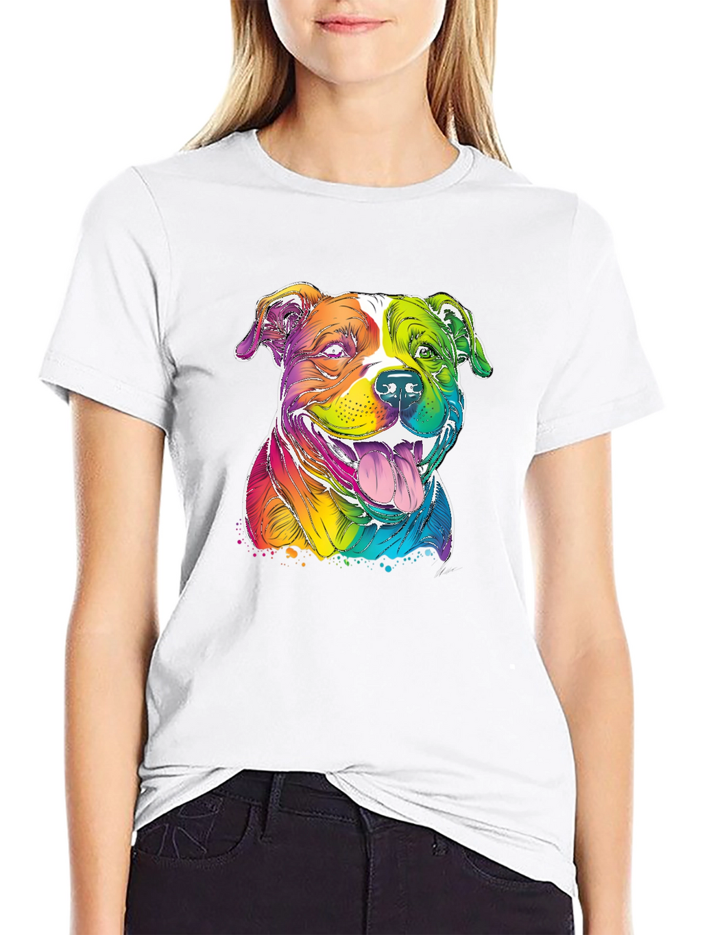 Rainbow Pitbull T-Shirt - Vibrant Dog Graphic Tee