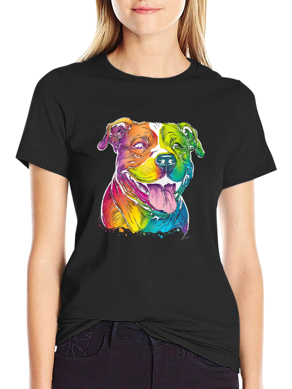 Rainbow Pitbull T-Shirt - Vibrant Dog Graphic Tee