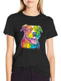 Rainbow Pitbull T-Shirt - Vibrant Dog Graphic Tee