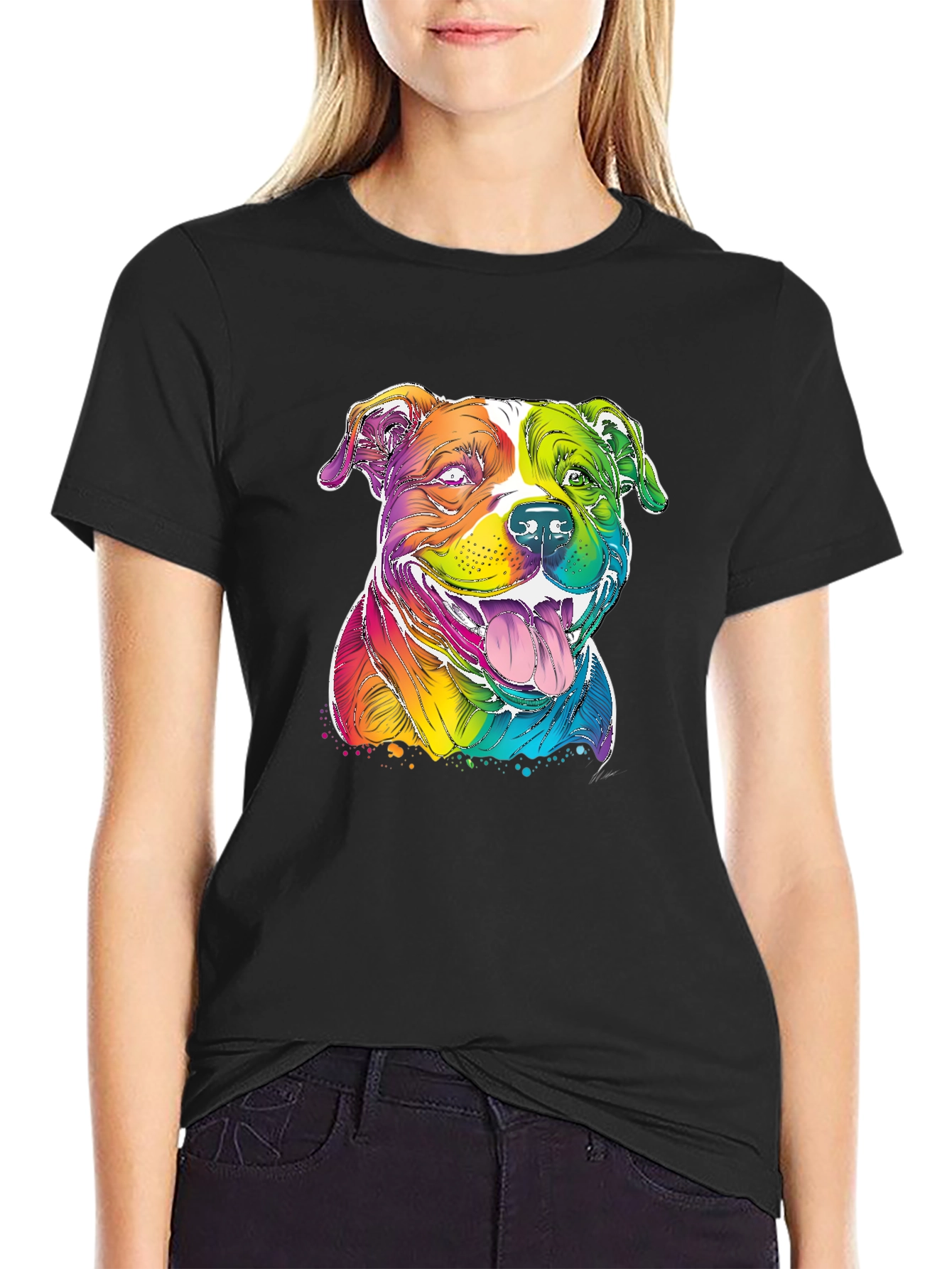 Rainbow Pitbull T-Shirt - Vibrant Dog Graphic Tee