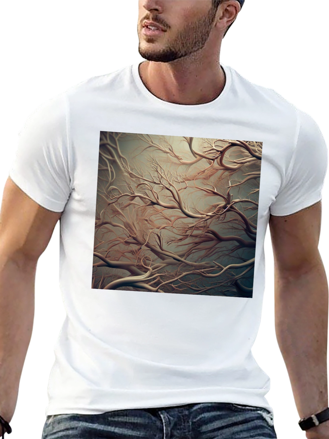 Abstract Tree Branch Graphic Tee - Black