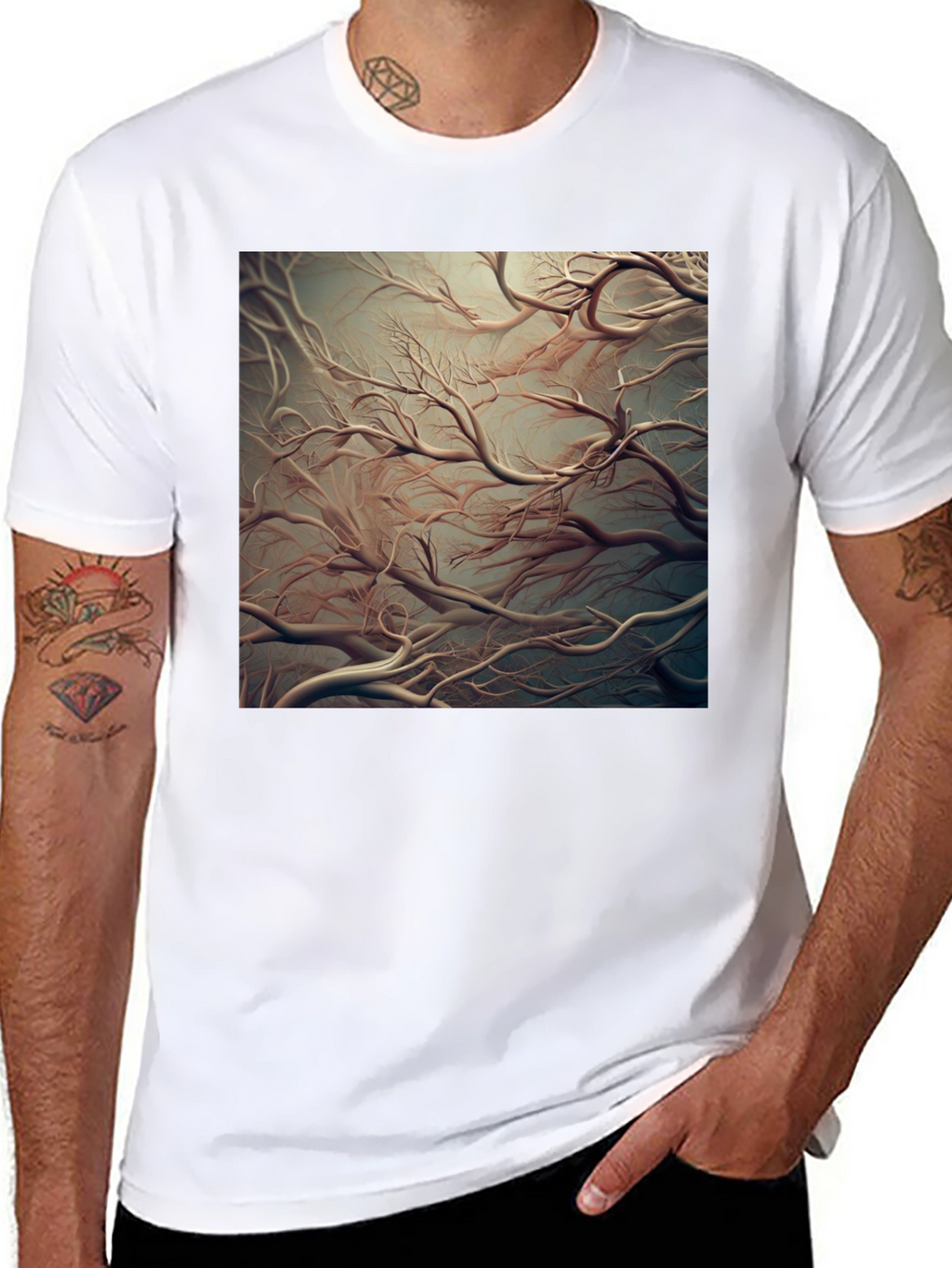 Abstract Tree Branch Graphic Tee - Black