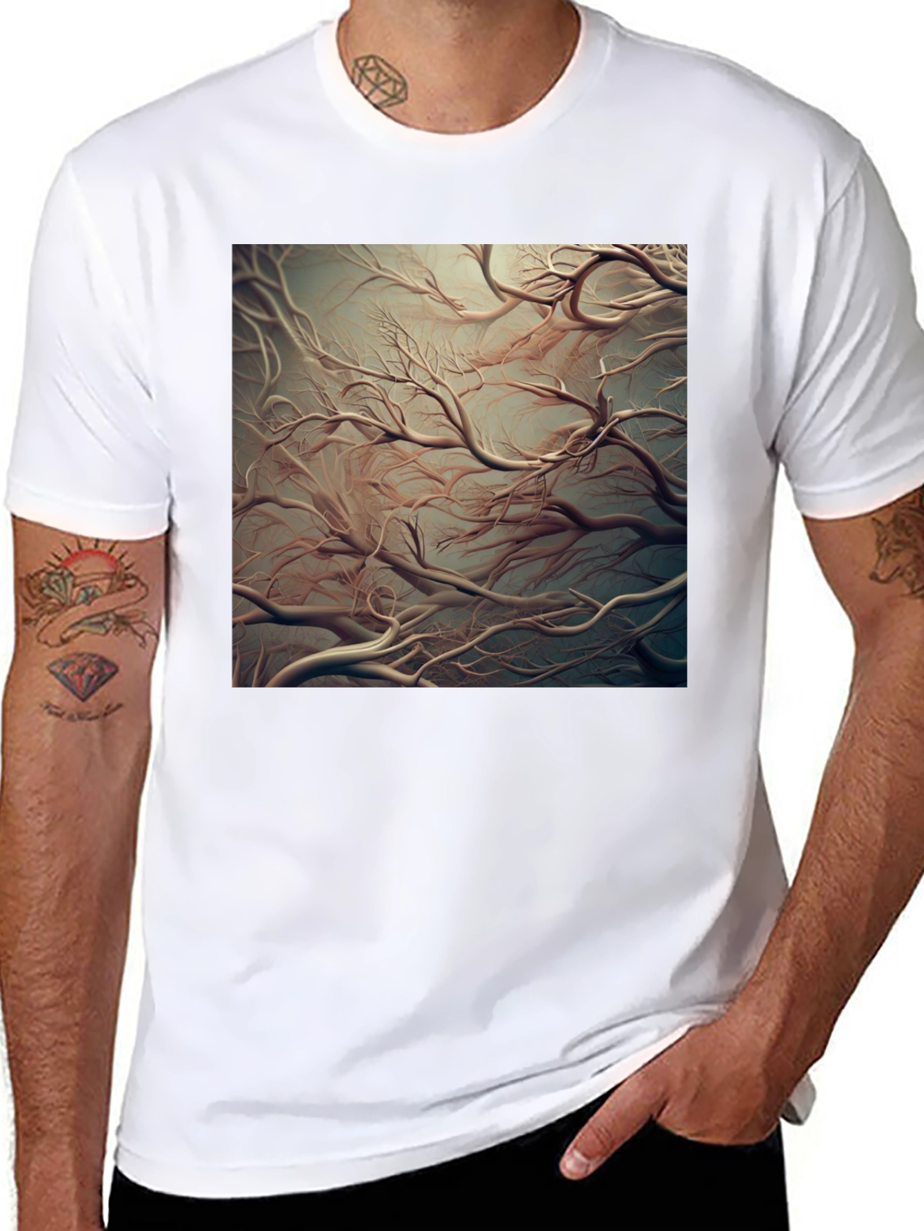 Abstract Tree Branch Graphic Tee - Black