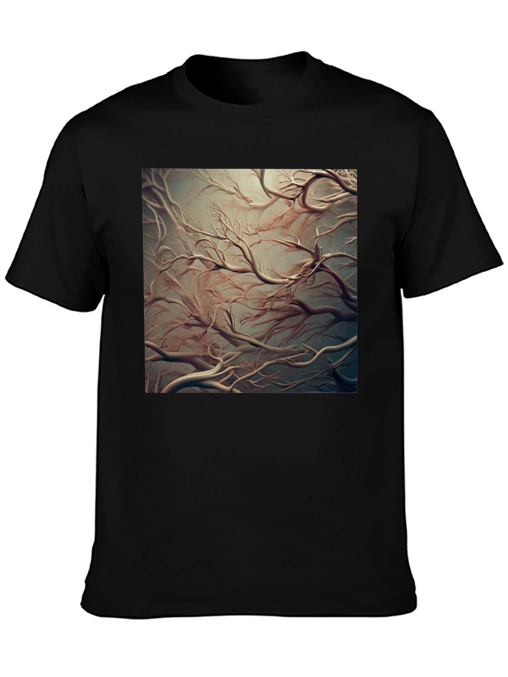Abstract Tree Branch Graphic Tee - Black