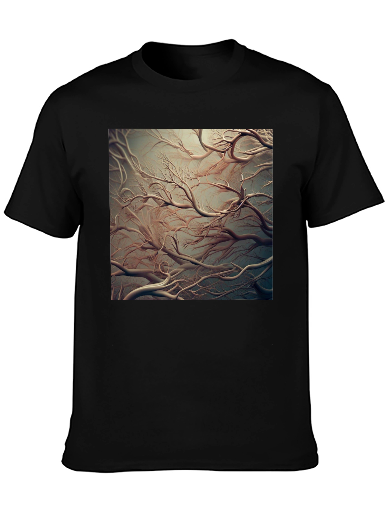 Abstract Tree Branch Graphic Tee - Black