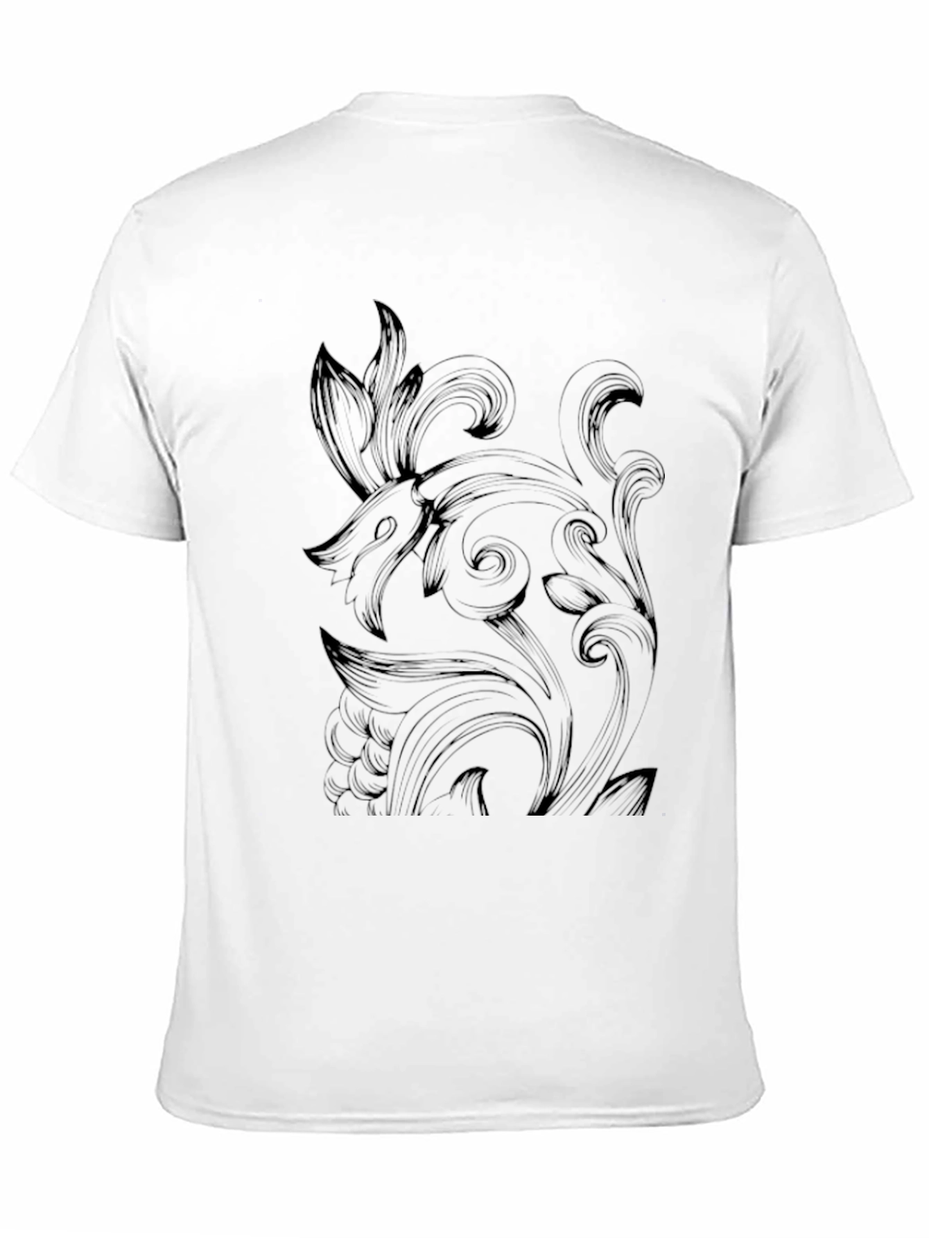 Elegant Black Graphic Tee - Ornate Design