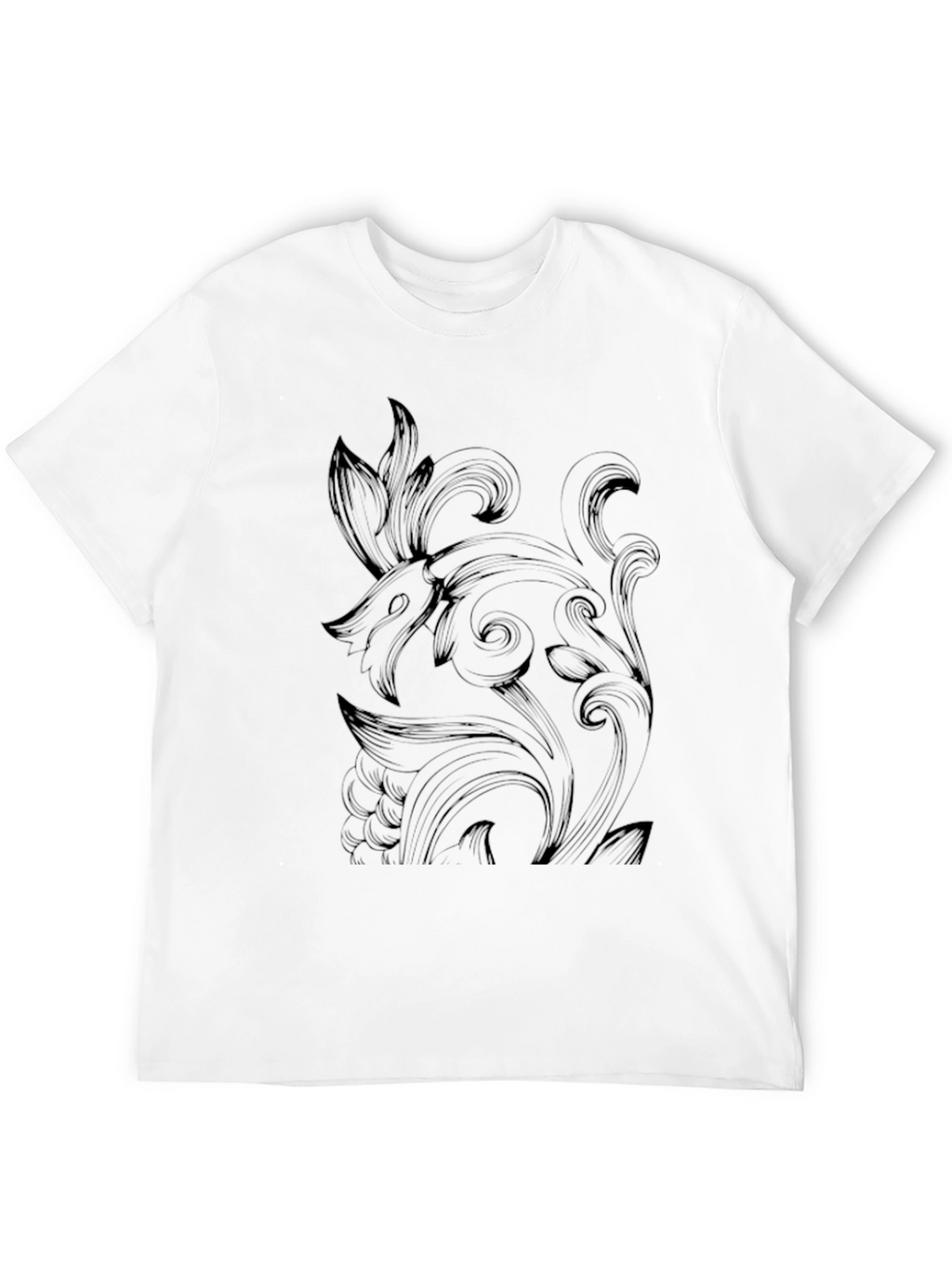 Elegant Black Graphic Tee - Ornate Design