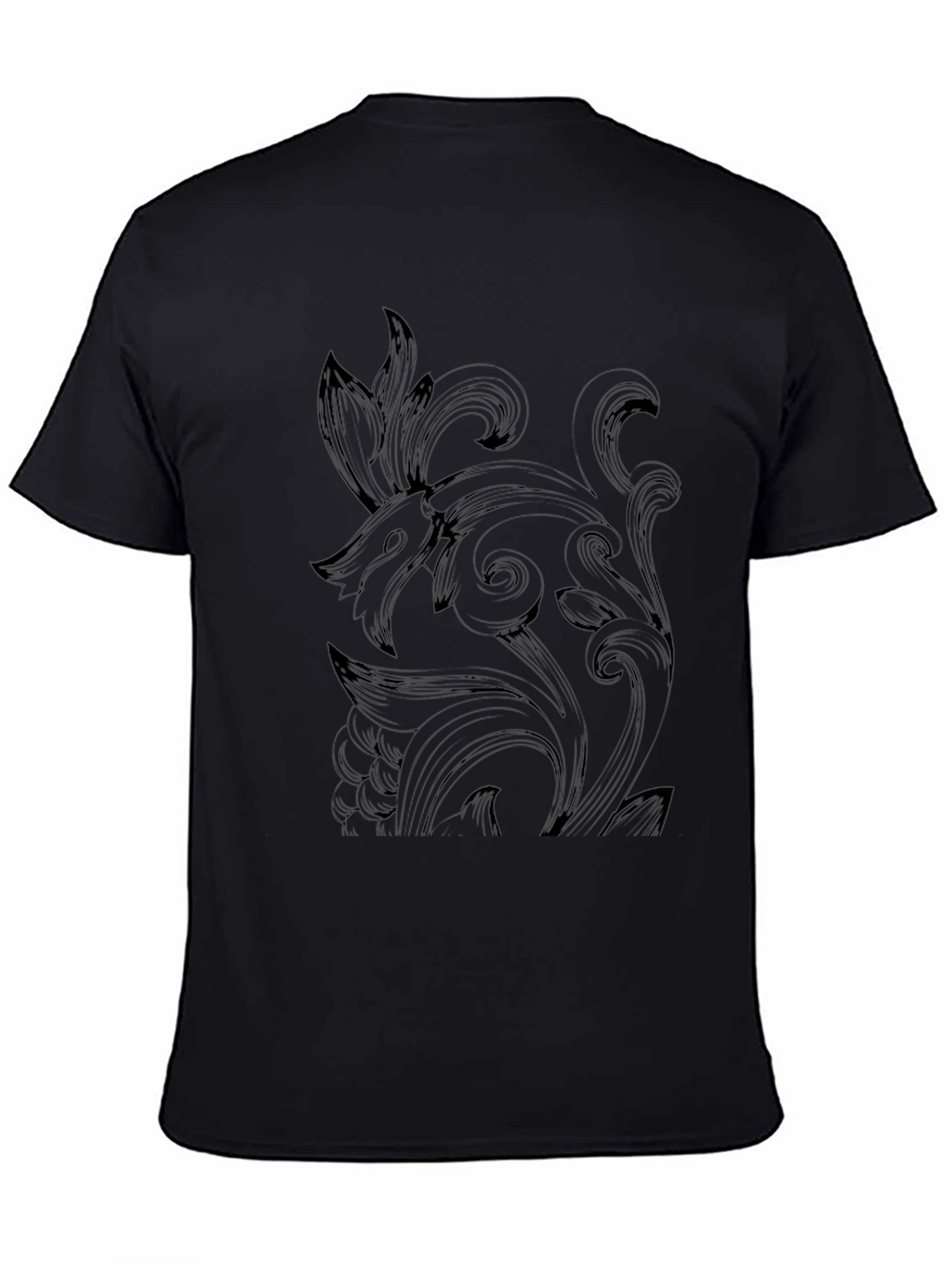 Elegant Black Graphic Tee - Ornate Design
