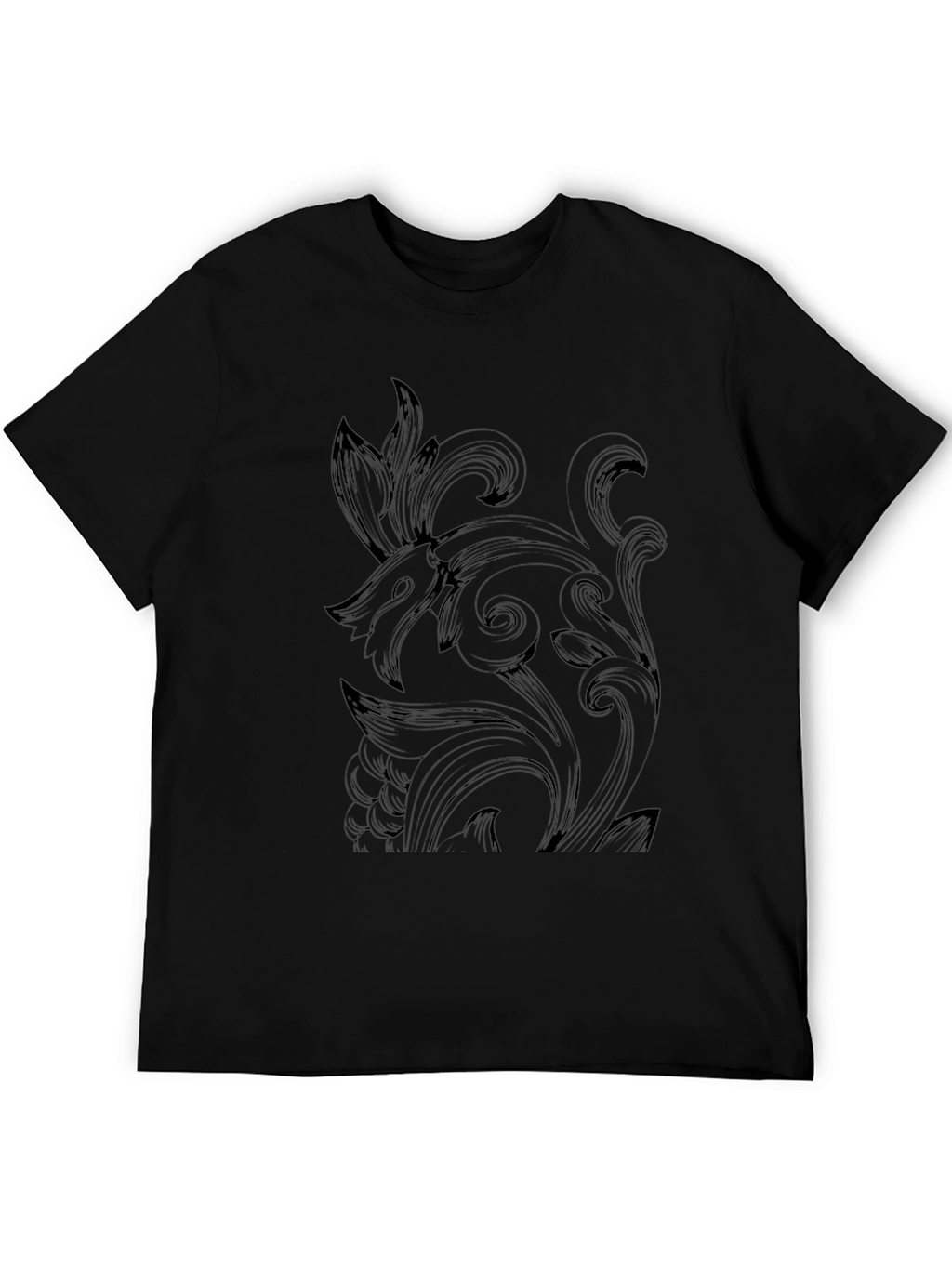 Elegant Black Graphic Tee - Ornate Design
