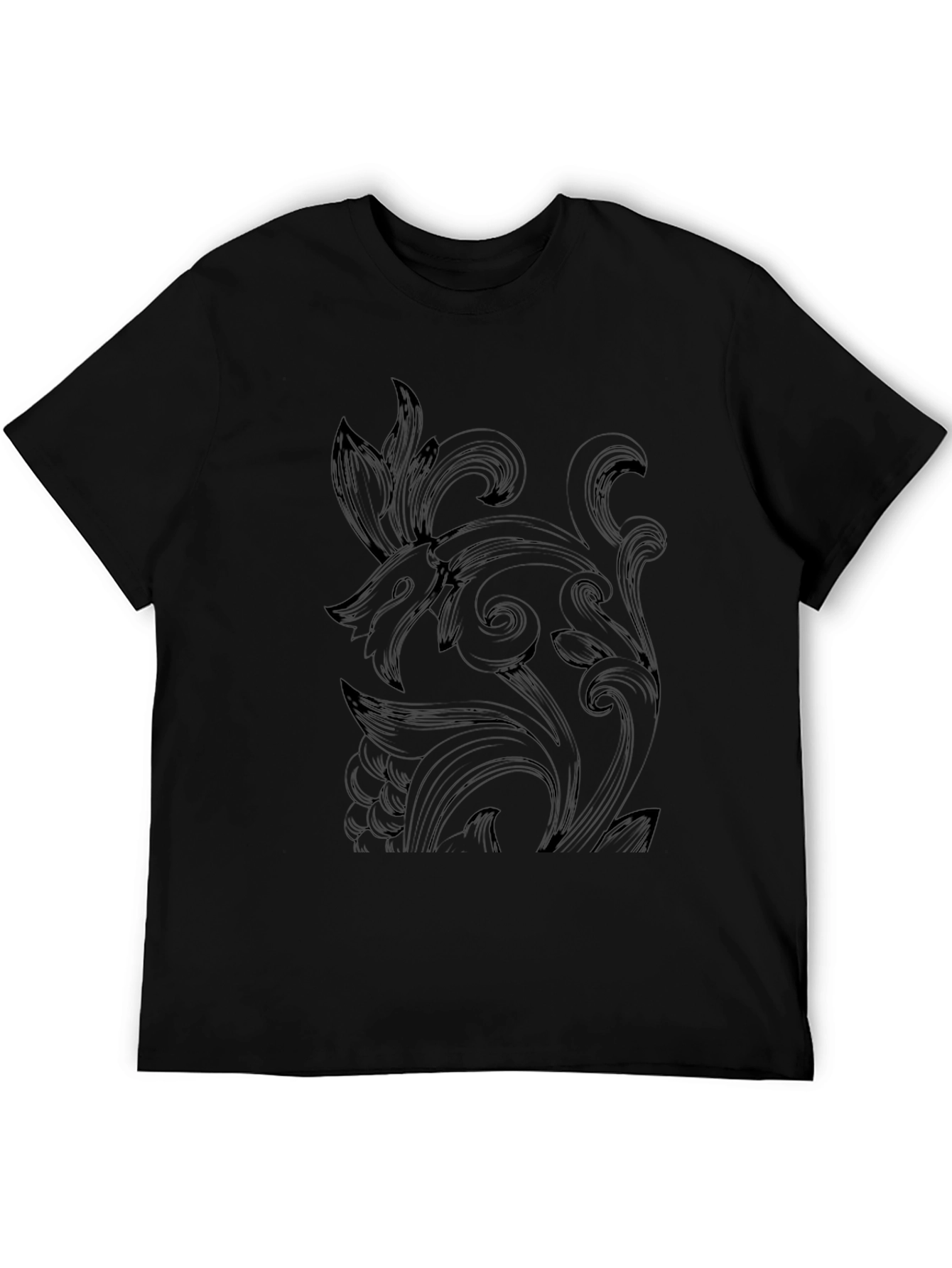 Elegant Black Graphic Tee - Ornate Design