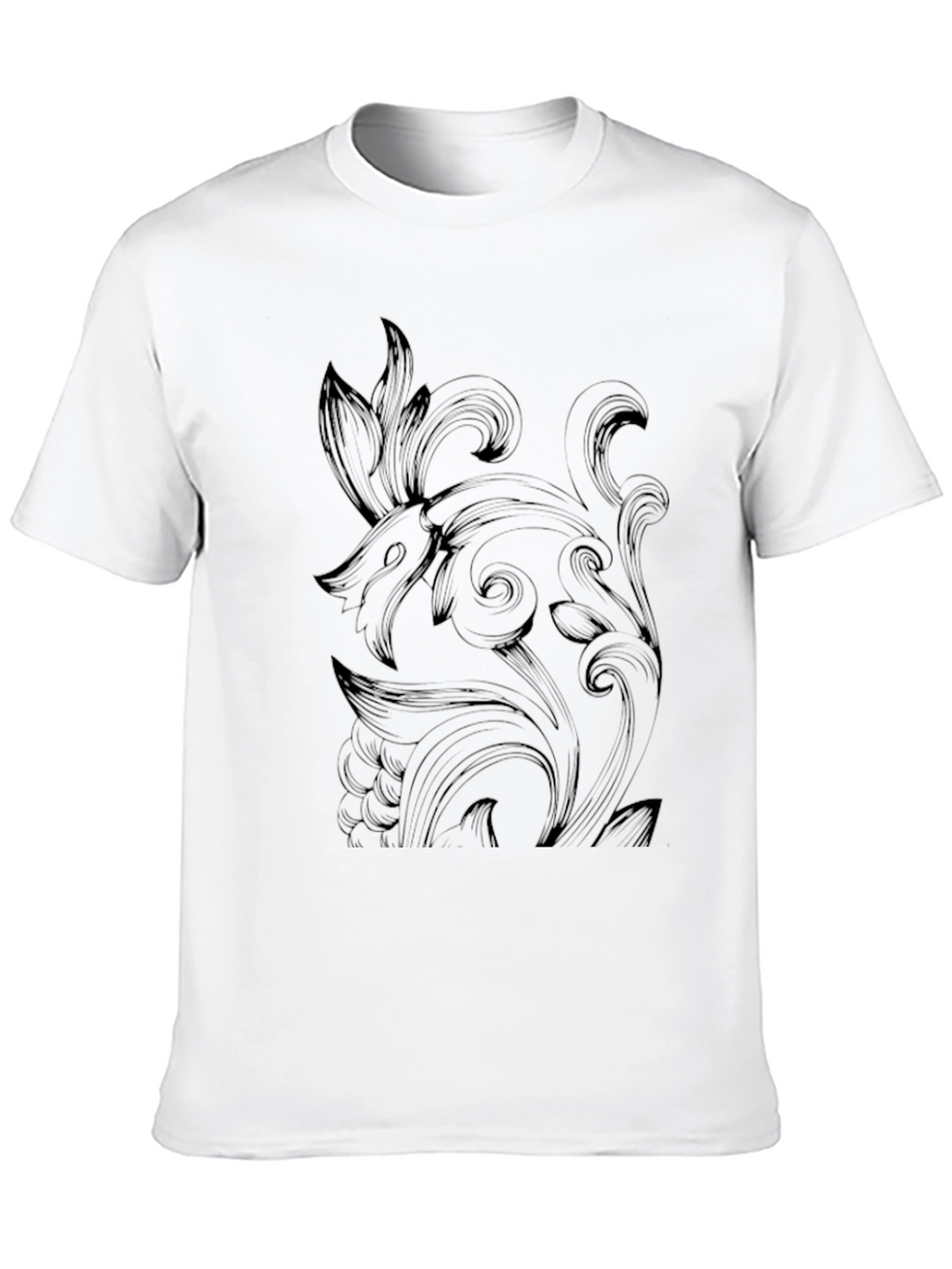 Elegant Black Graphic Tee - Ornate Design