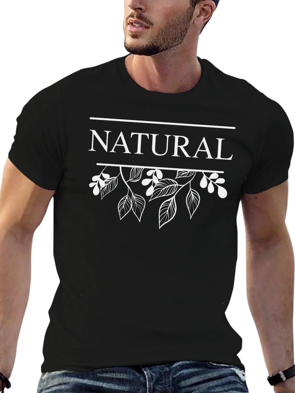 Natural Floral Graphic Tee - Black