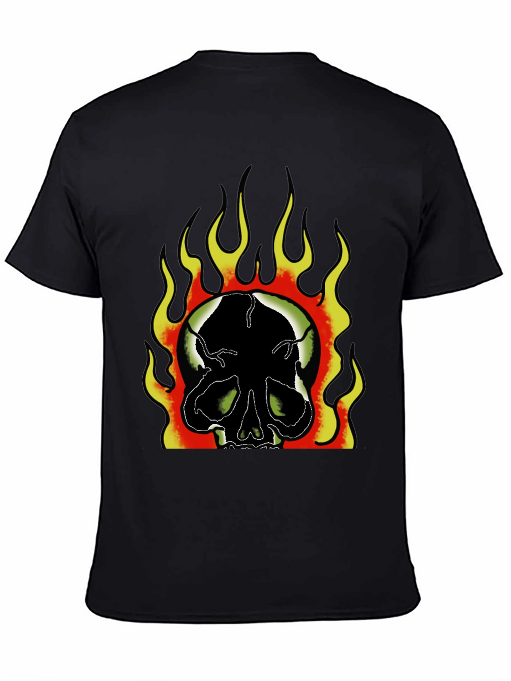 Flaming Skull Graphic Print Mens Black T-Shirt