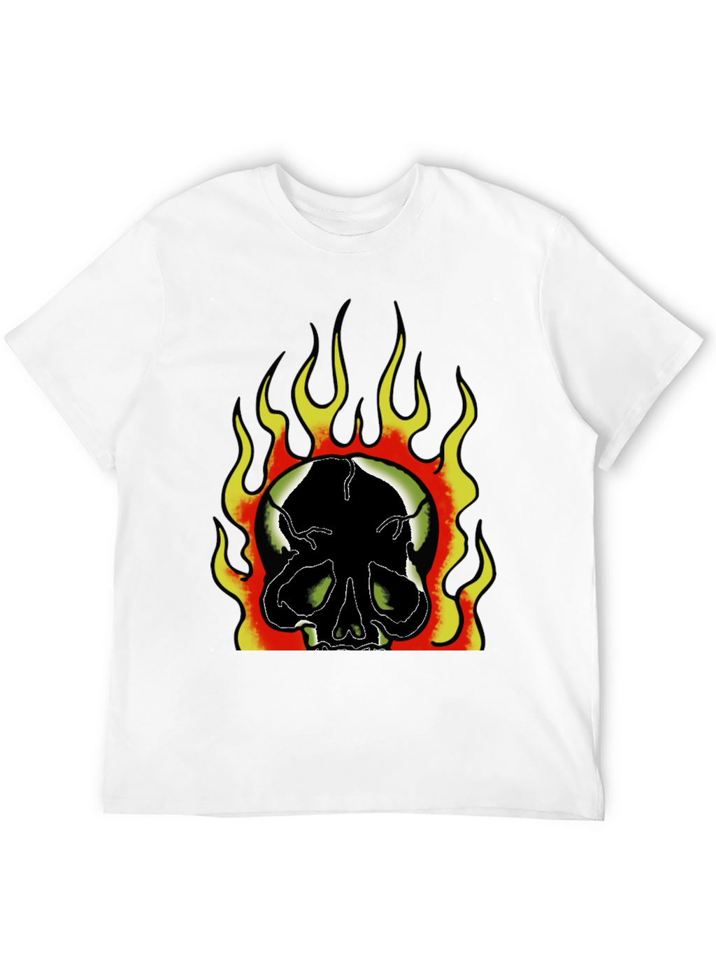 Flaming Skull Graphic Print Mens Black T-Shirt