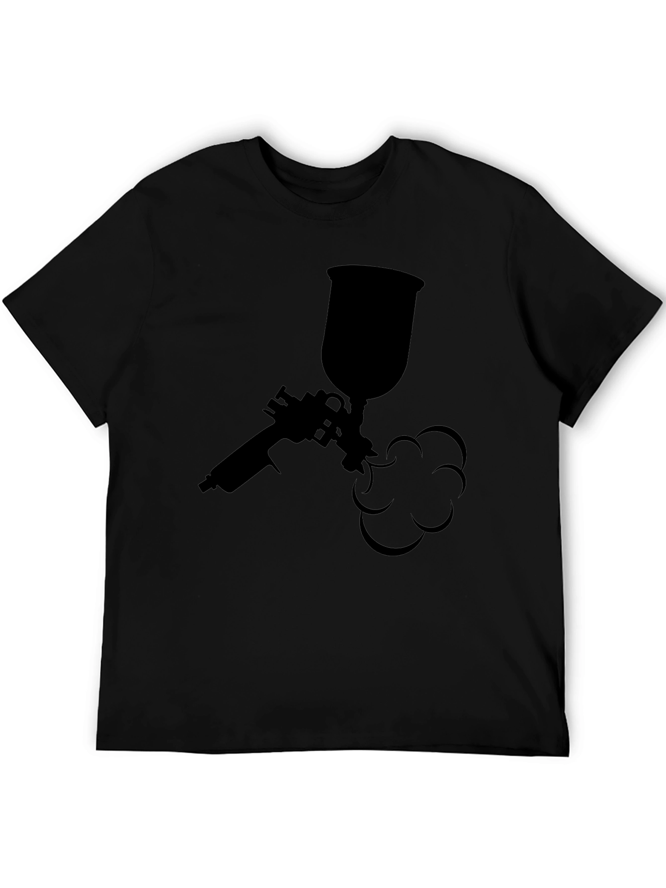 Spray Gun Graphic Tee - Black Cotton T-Shirt