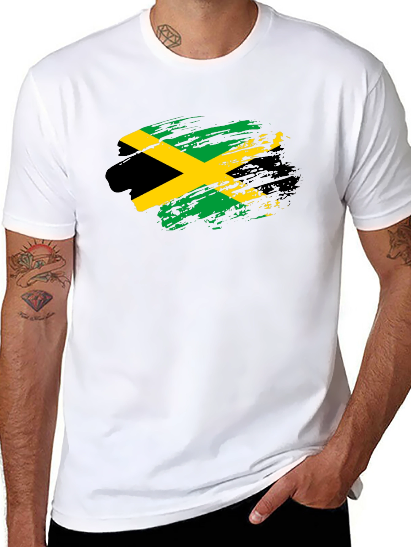 Jamaica Flag T-Shirt - Black Cotton Tee