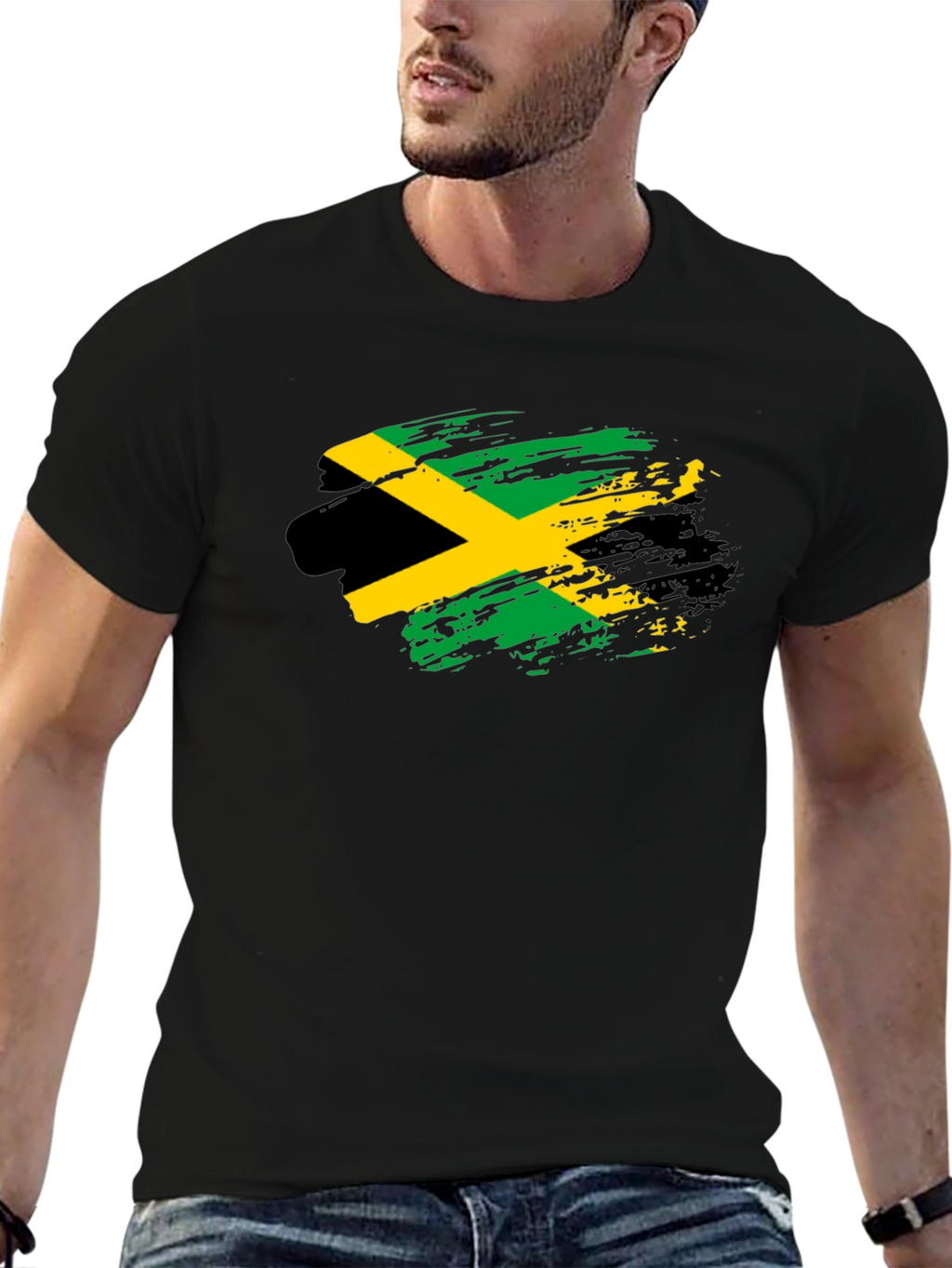 Jamaica Flag T-Shirt - Black Cotton Tee