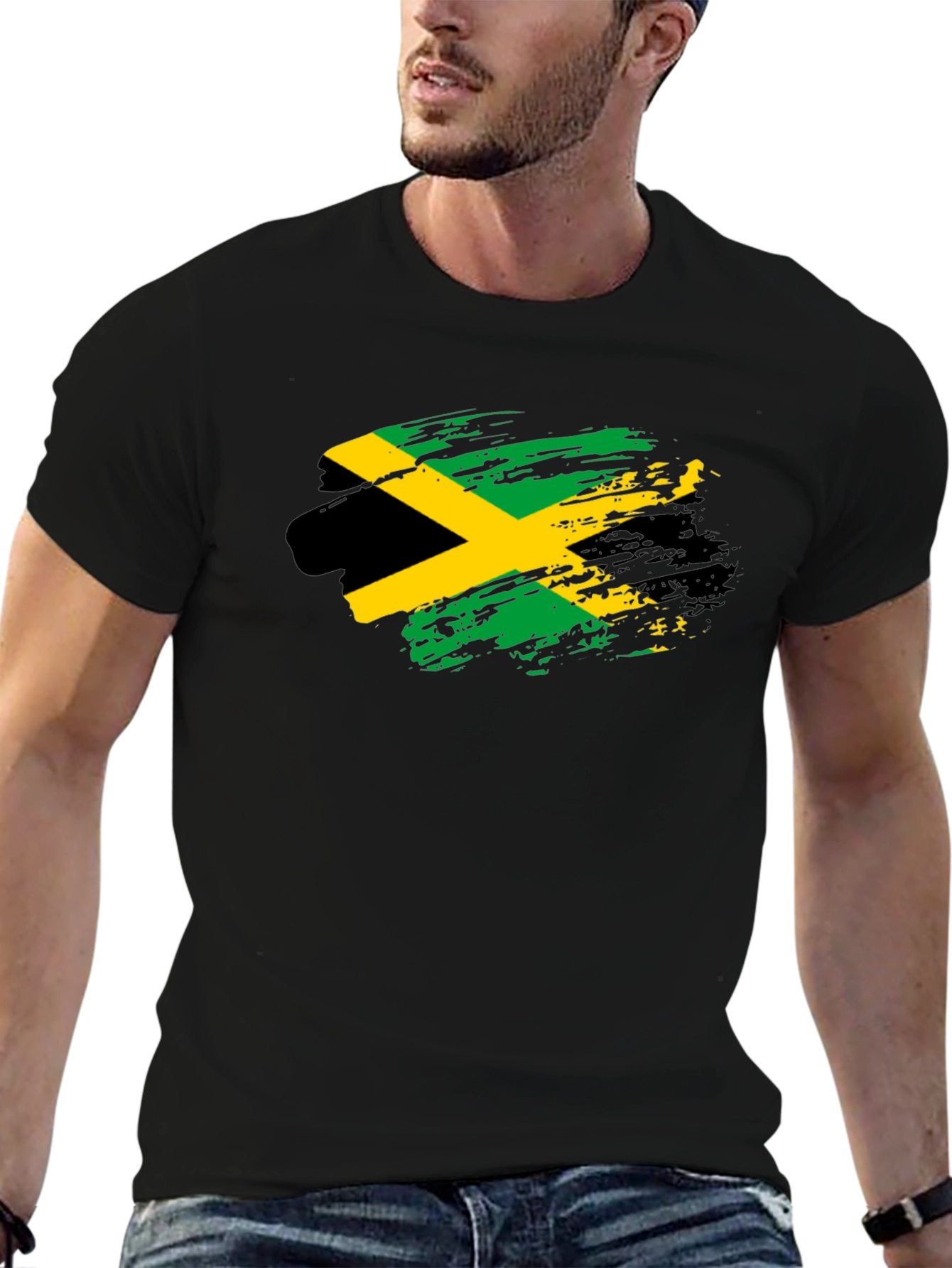 Jamaica Flag T-Shirt - Black Cotton Tee