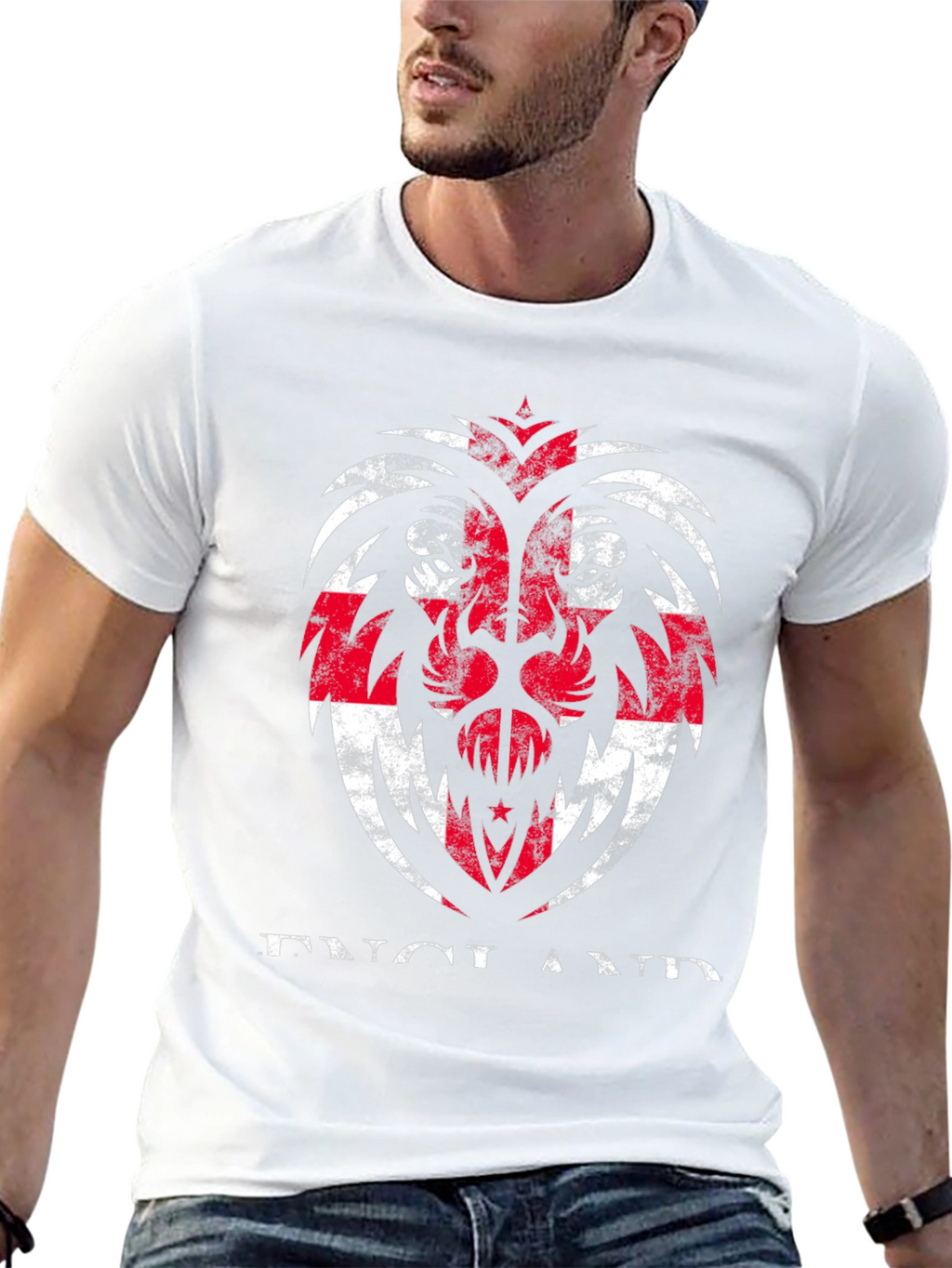 England Flag Lion Graphic T-Shirt