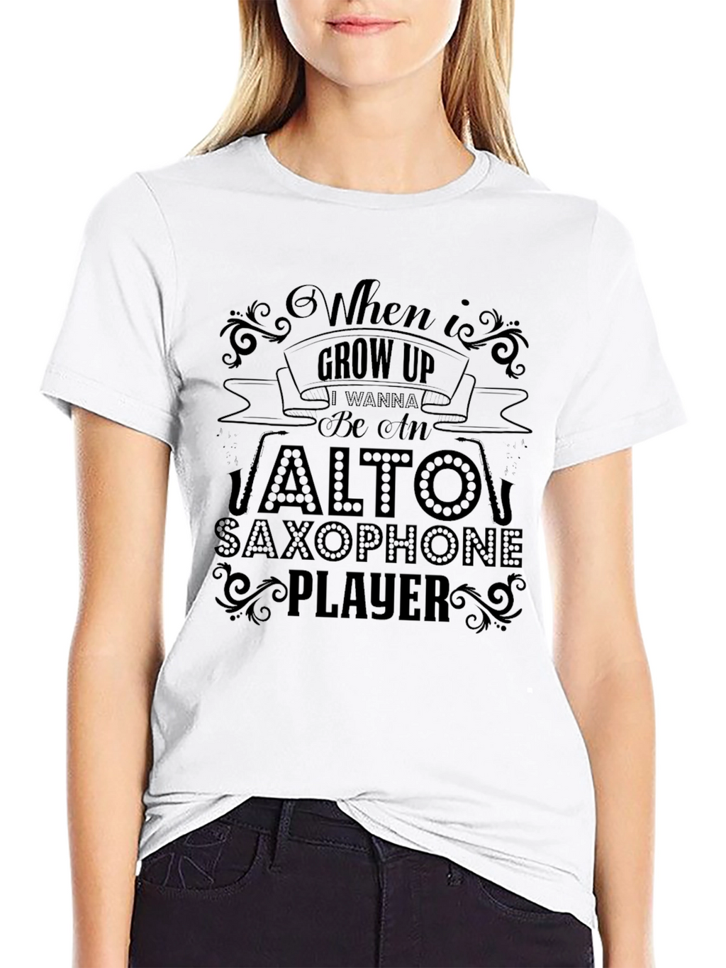 Alto Saxophone Player Black Graphic Tee